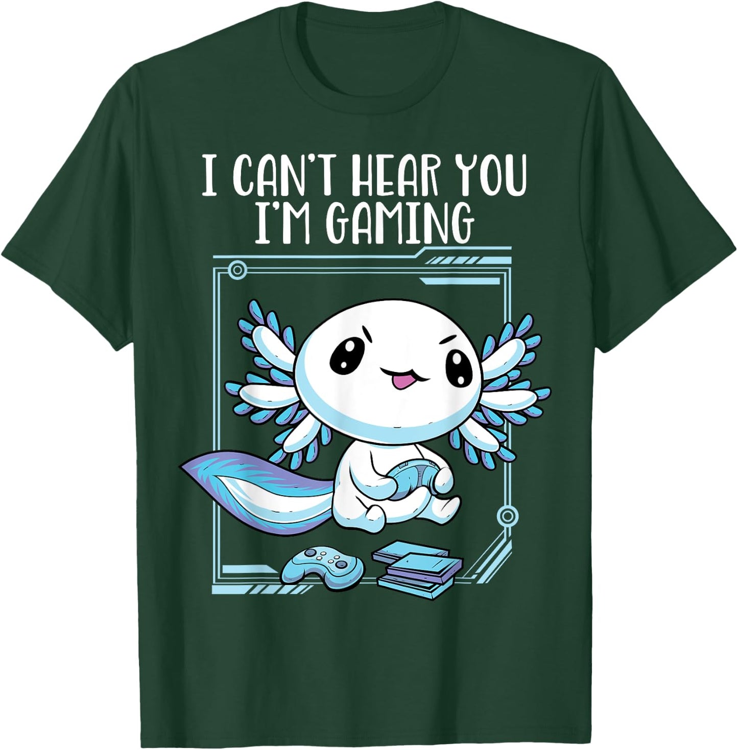 Gamer Axolotl Shirt Gamesolotl Fish Gaming Video Gamer Anime T-Shirt - T-Shirt | Forest