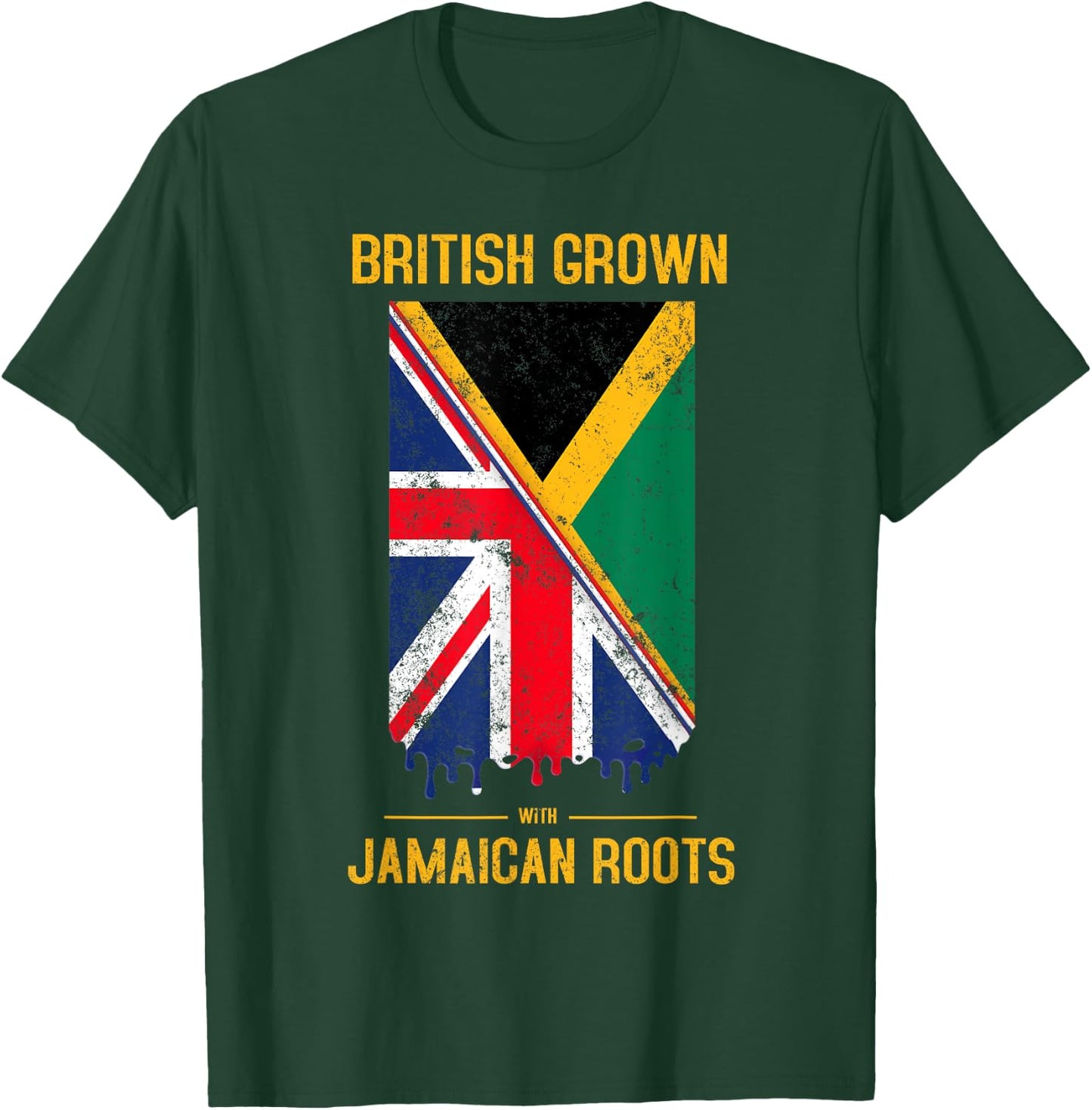 Jamaican Flag With Union Jack Design & British Caribbean T-Shirt - T-Shirt | Forest