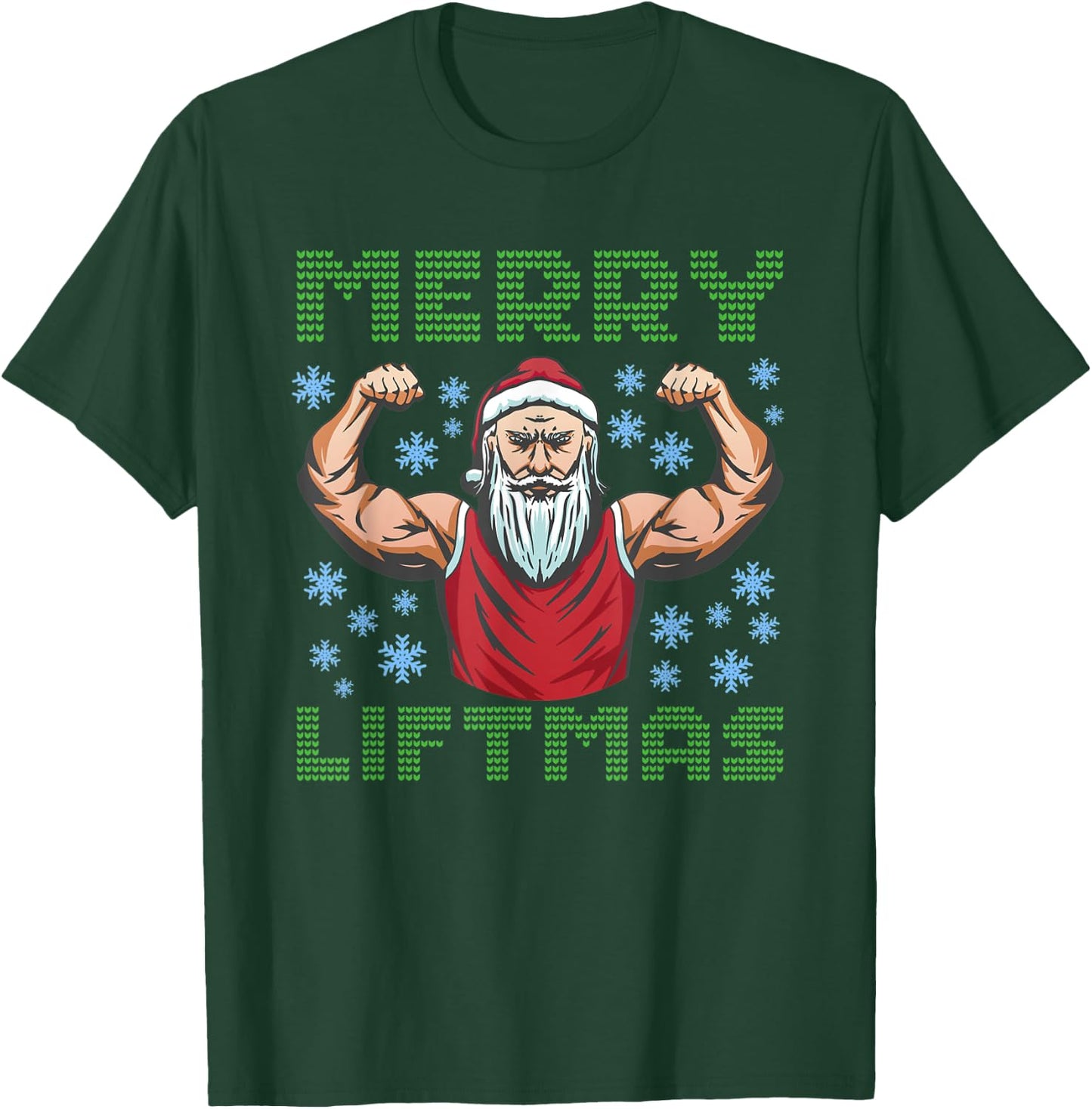 Gym Workout Pumping Santa Merry Liftmas T-Shirt - T-Shirt | Forest
