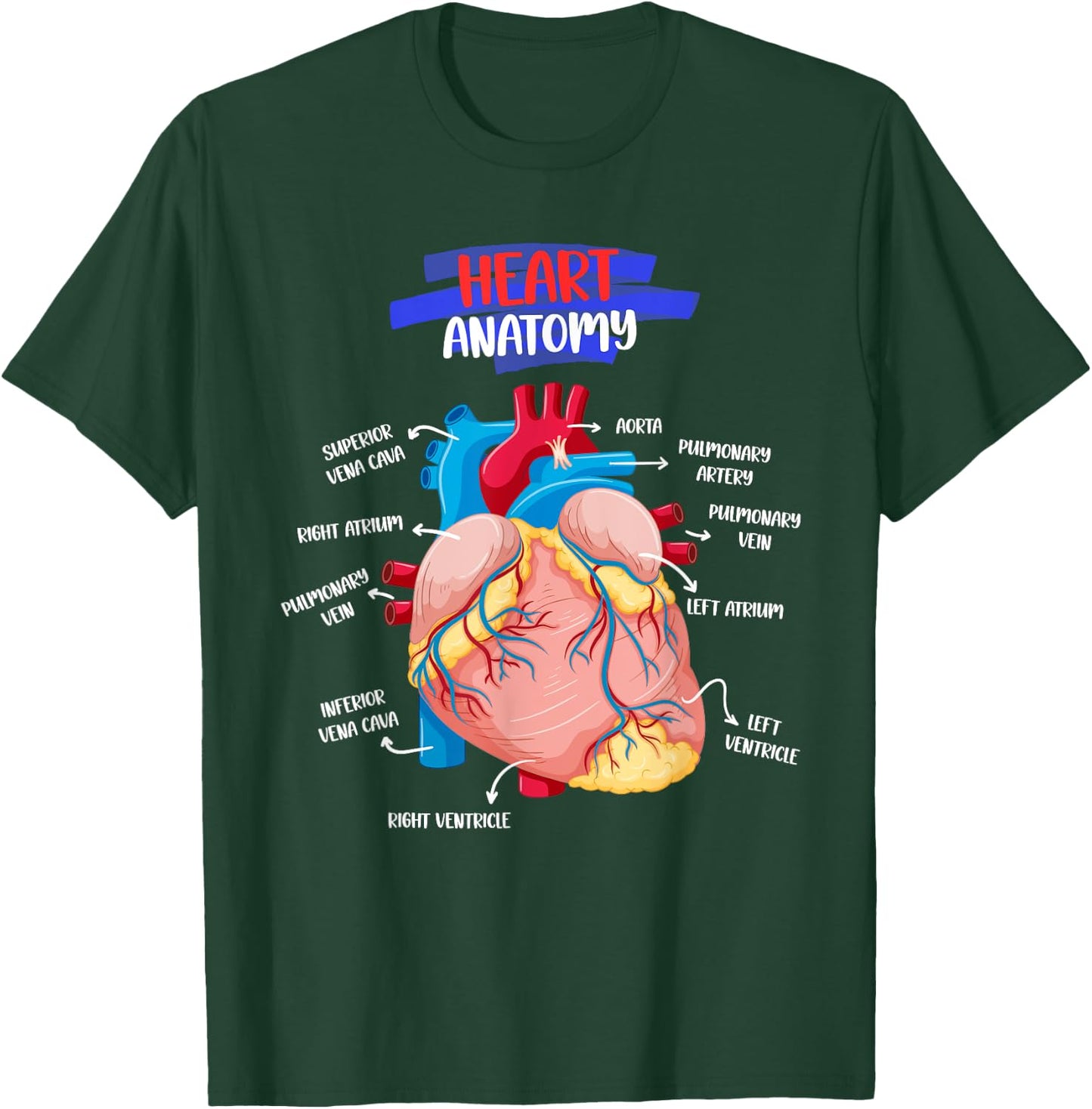 Anatomy Human Heart Anatomical Cardiac Heart Doctor Medical T-Shirt - T-Shirt | Forest