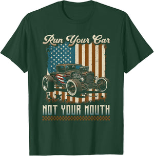 Hot Rod Racing American Flag, Run Your Car Patriotic Rat Rod Men T-Shirt - T-Shirt | Forest