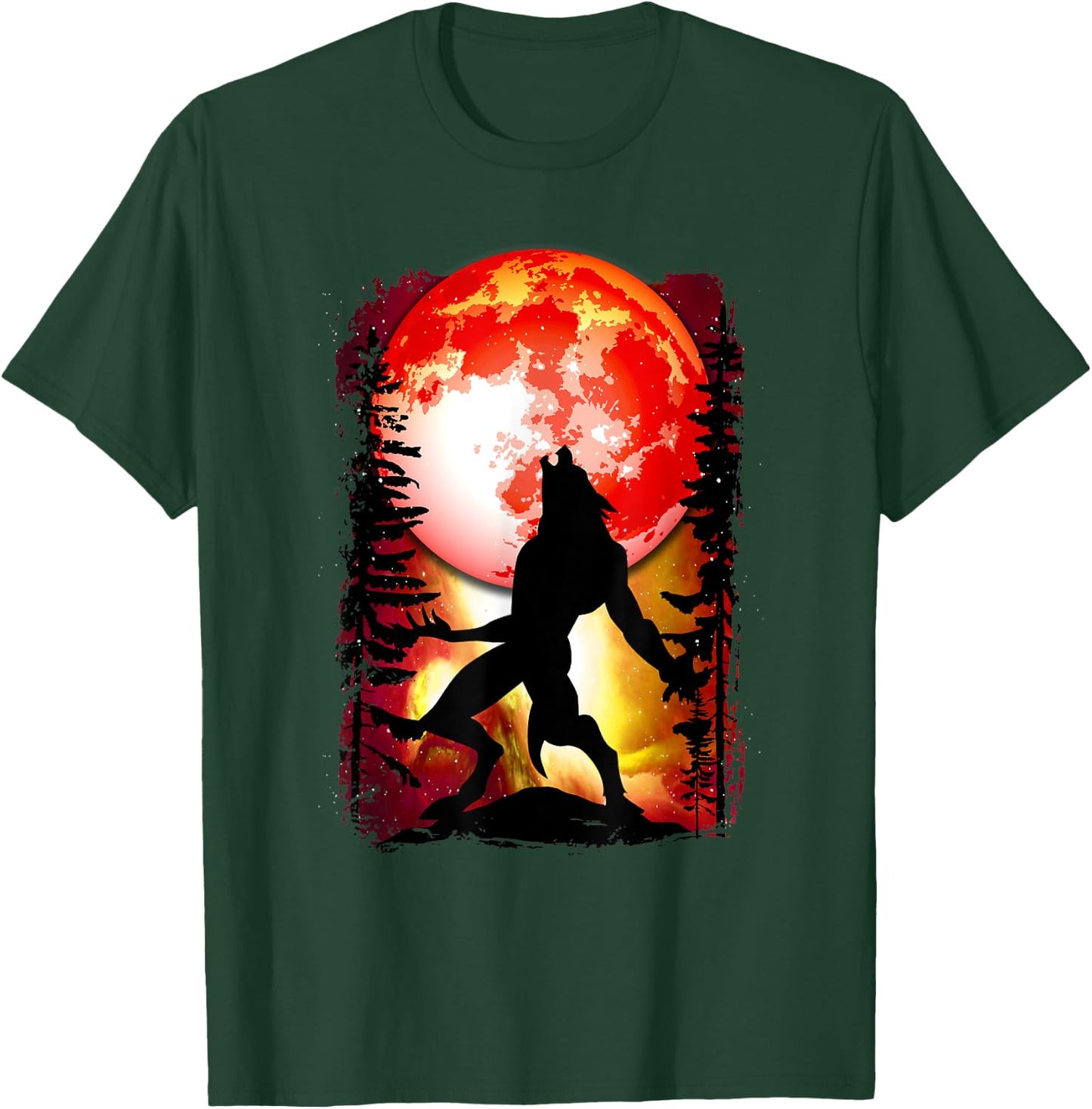 Werewolf Red Blood Full Moon Lycan Horror Halloween T-Shirt - T-Shirt | Forest
