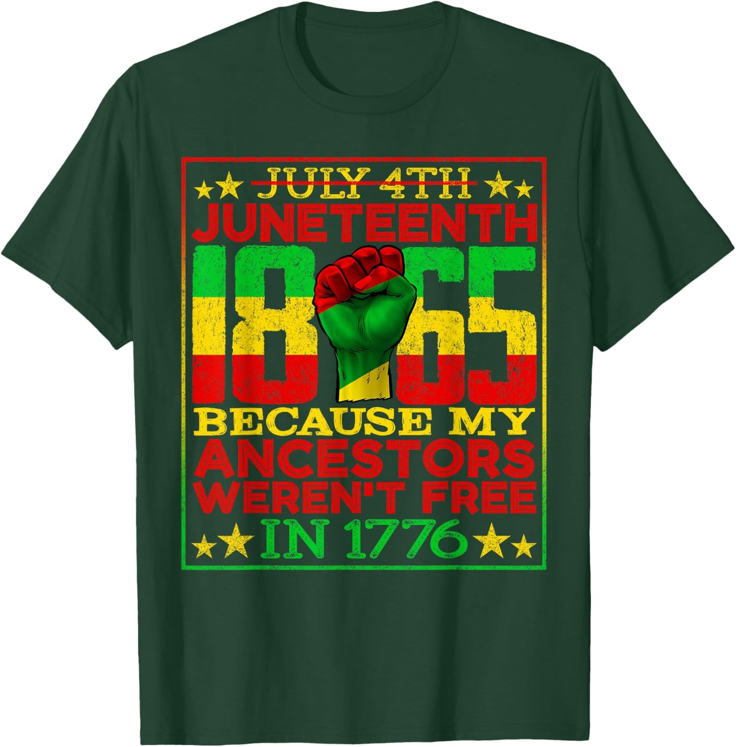 Juneteenth 1865 July 4th Because My Ancestors Weren't Free T-Shirt - T-Shirt | Forest