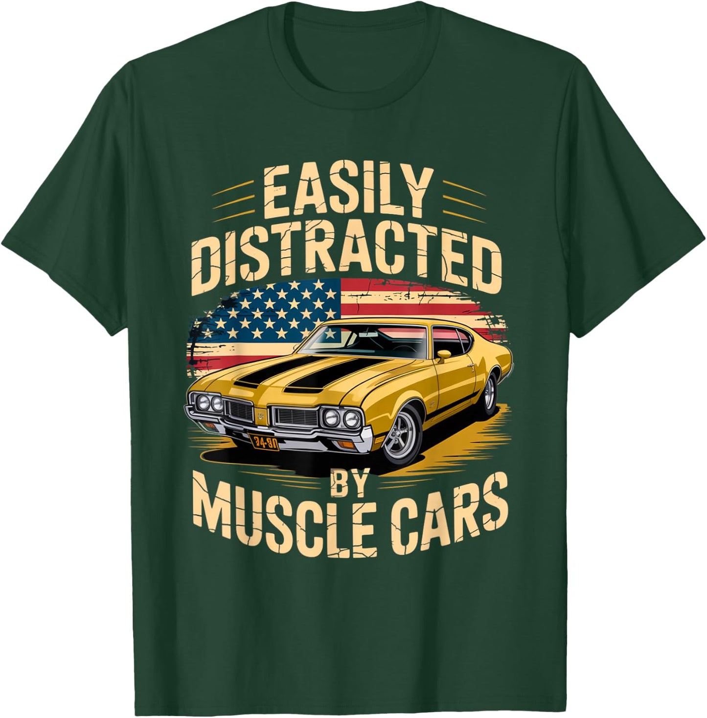 Easily Distracted by Muscle Cars Outfit for Classic auto Fan T-Shirt - T-Shirt | Forest