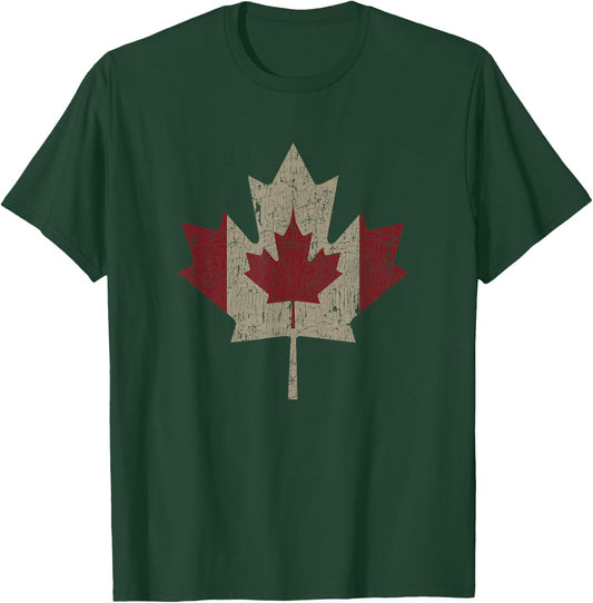 Vintage Canada Flag Shirt Maple Leaf Canadian Pride T-Shirt - T-Shirt | Forest
