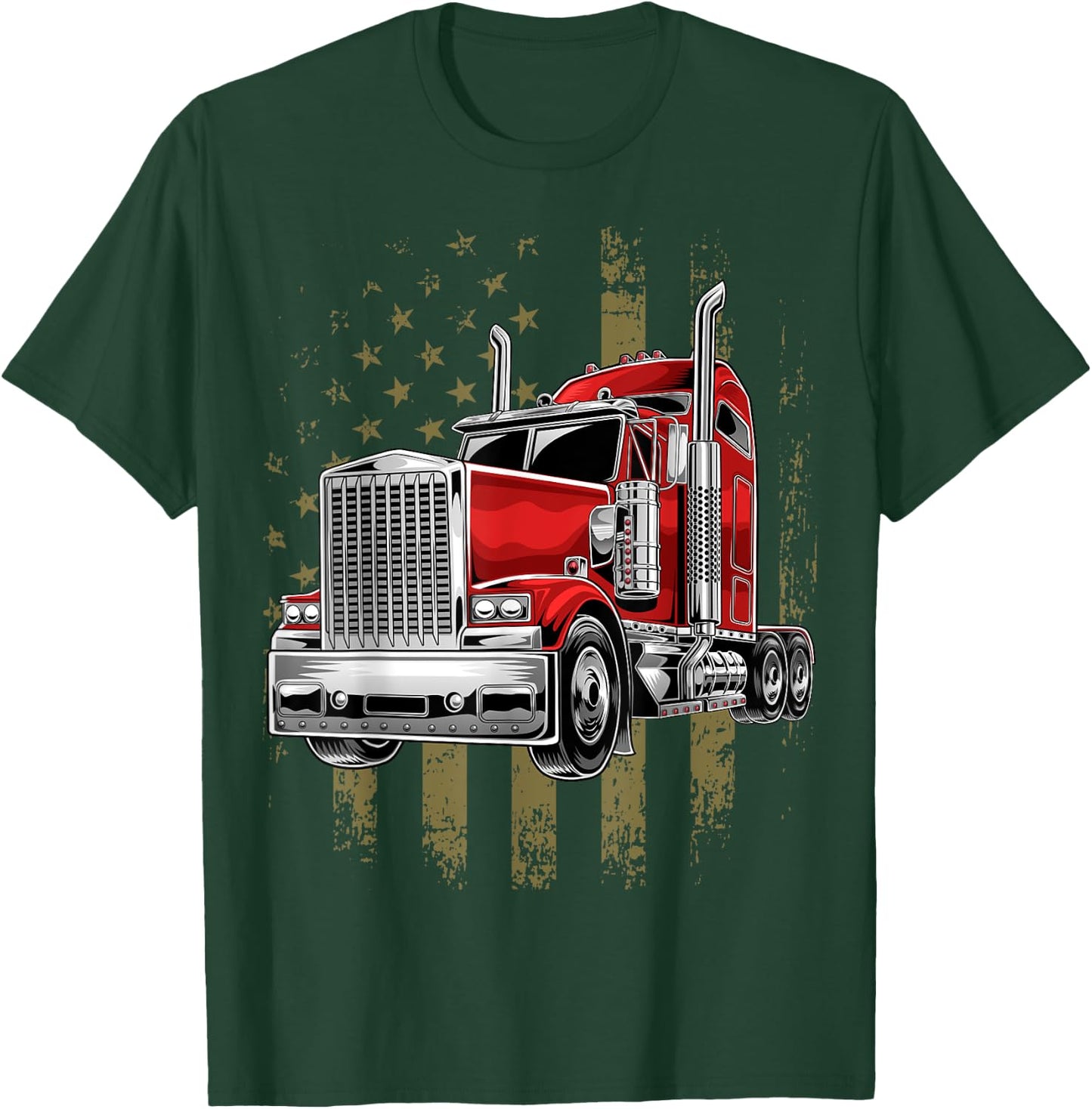 Patriotic Truck Driver American Flag Shirt Trucker Gifts Men T-Shirt - T-Shirt | Forest
