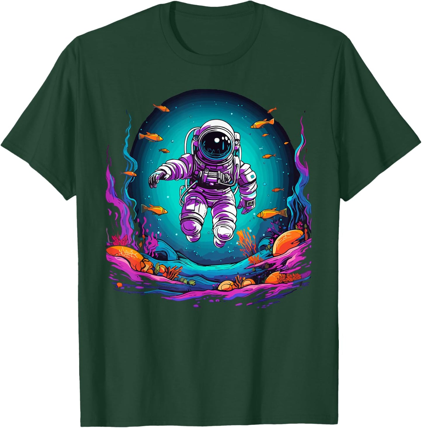 Astronaut Flying Under Ocean Water Astronaut T-Shirt - T-Shirt | Forest