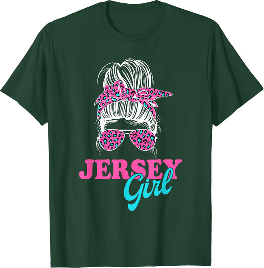 Jersey Girl Messy Bun T-Shirt - T-Shirt | Forest