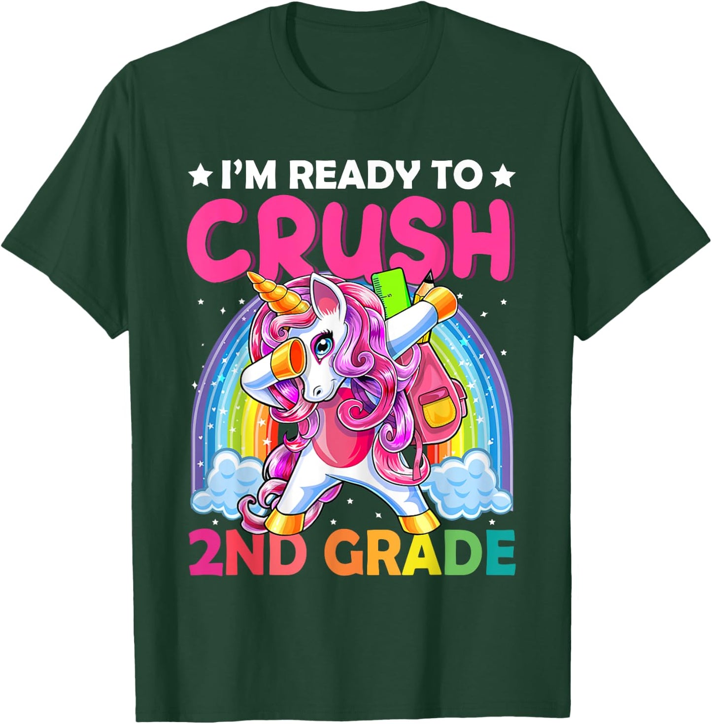 I'm Ready To Crush 2nd Grade Dabbing Unicorn Back to School T-Shirt - T-Shirt | Forest