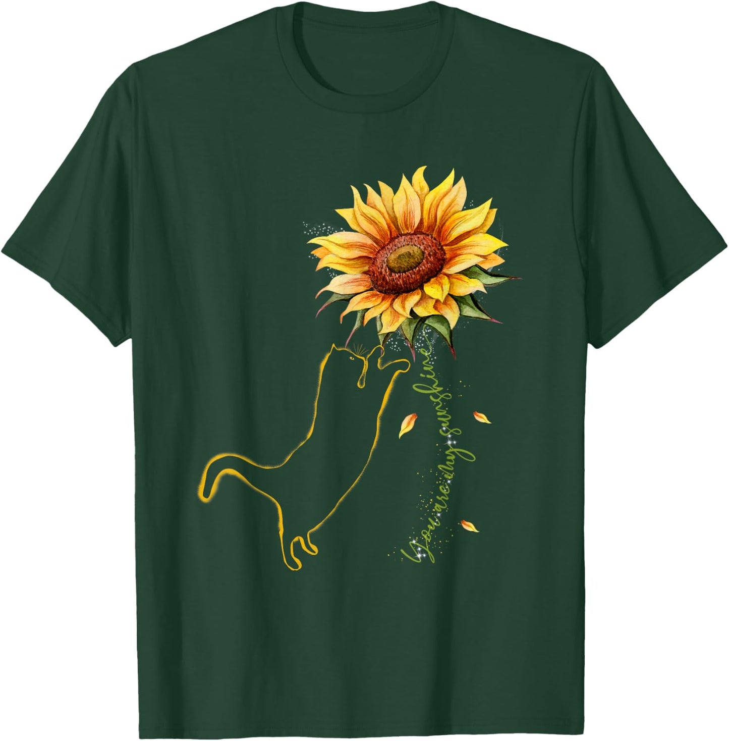 Cat Graphic , Cat Sunflower Shirt, Cat Sunshine, Cat Lover T-Shirt - T-Shirt | Forest