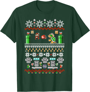 Super Mario and Bowser Game Play Ugly Christmas Design T-Shirt - T-Shirt | Forest