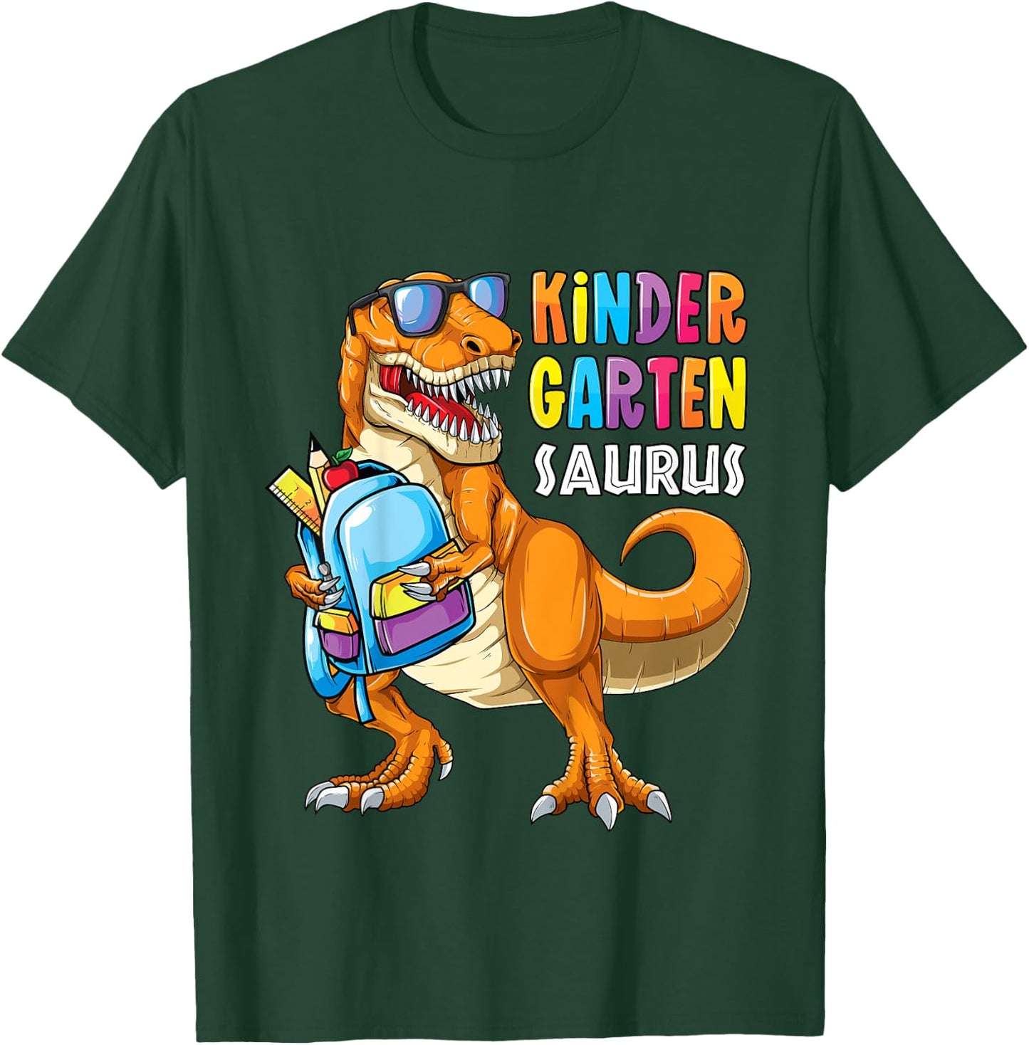 Kids First Day of Kindergarten Saurus T Rex Back to School Boys T-Shirt - T-Shirt | Forest