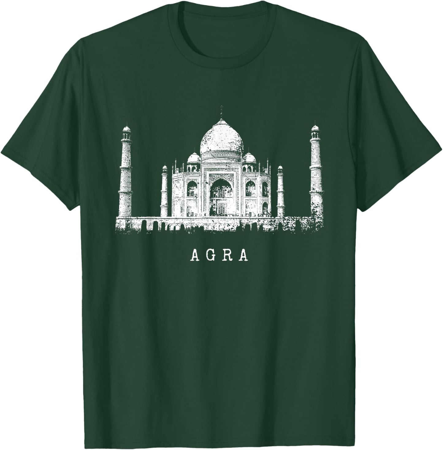 Taj Mahal Agra India Vintage Distressed Skyline I Love India T-Shirt - T-Shirt | Forest