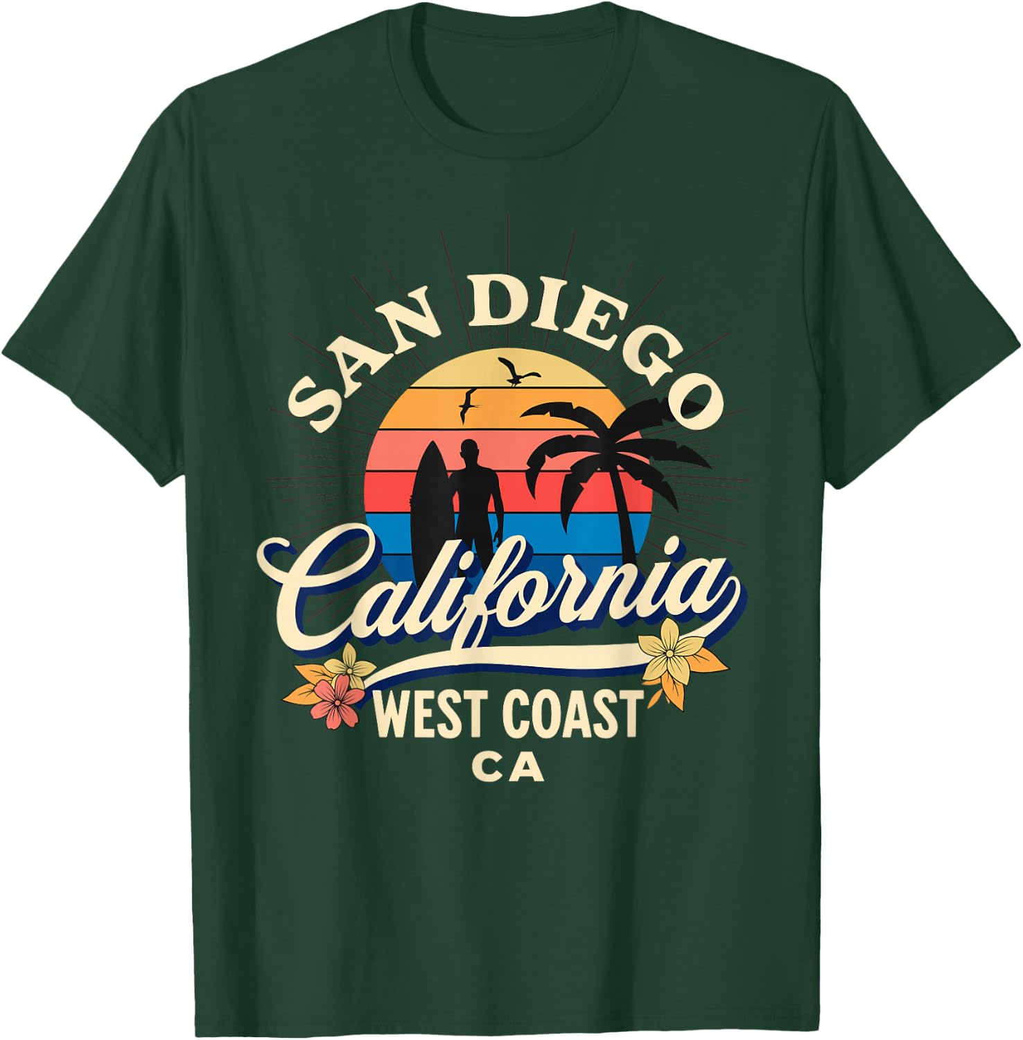 San Diego California Beach Surf Summer Vacation Vintage T-Shirt - T-Shirt | Forest