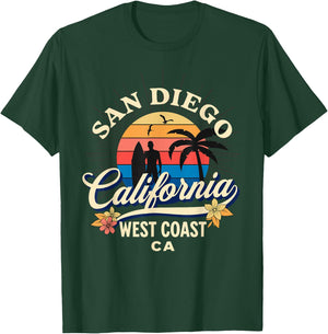 San Diego California Beach Surf Summer Vacation Vintage T-Shirt - T-Shirt | Forest