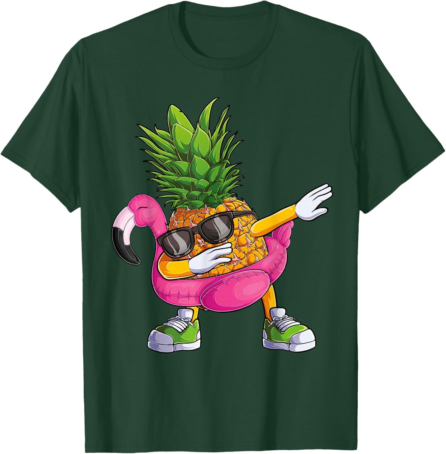Dabbing Pineapple Flamingo Tropical Aloha Beach Hawaiian T-Shirt - T-Shirt | Forest