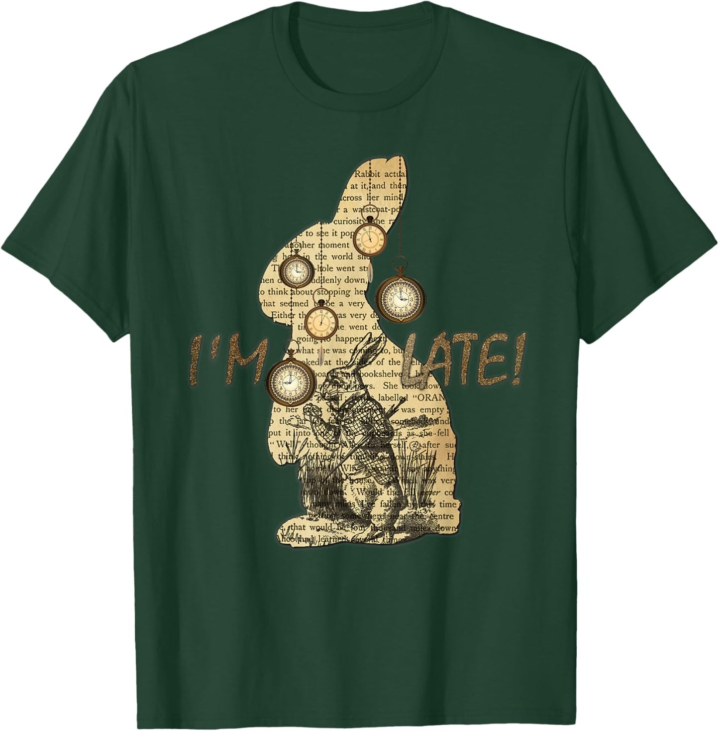 I'm Late - Alice in Wonderland White Rabbit T-Shirt - T-Shirt | Forest