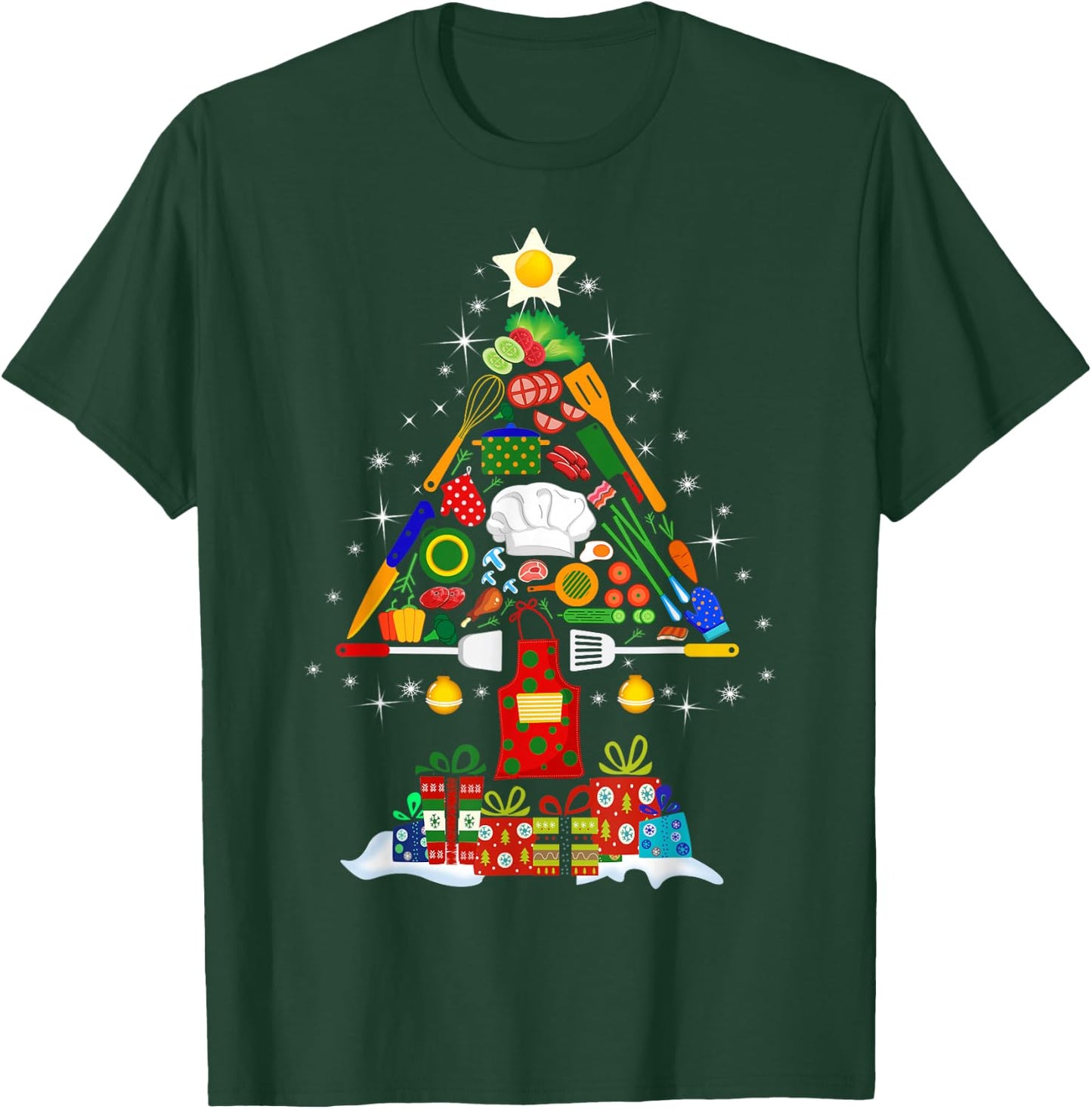 Christmas Tree Chef Cooking Novelty Funny Cook Women T-Shirt - T-Shirt | Forest