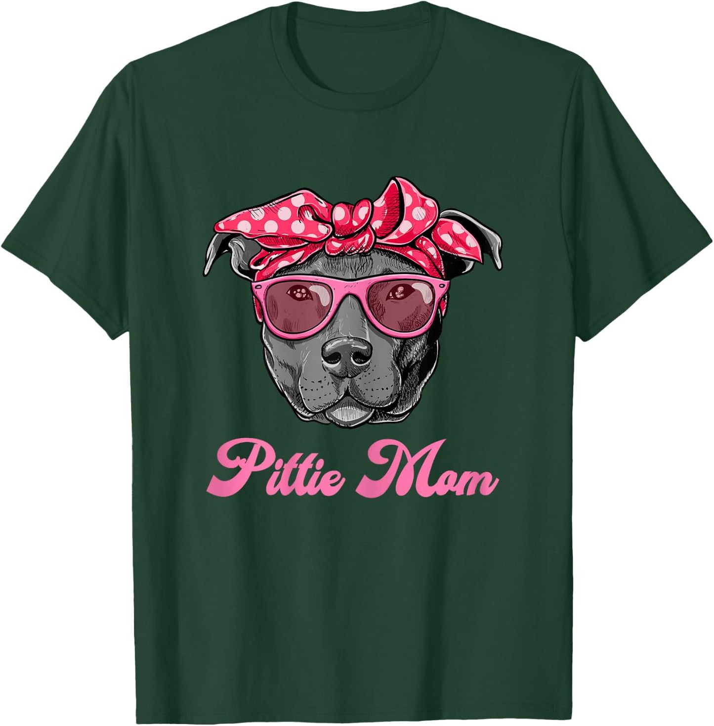 Funny PITTIE MOM Women Cool Pitbull Dog Retro T-Shirt - T-Shirt | Forest