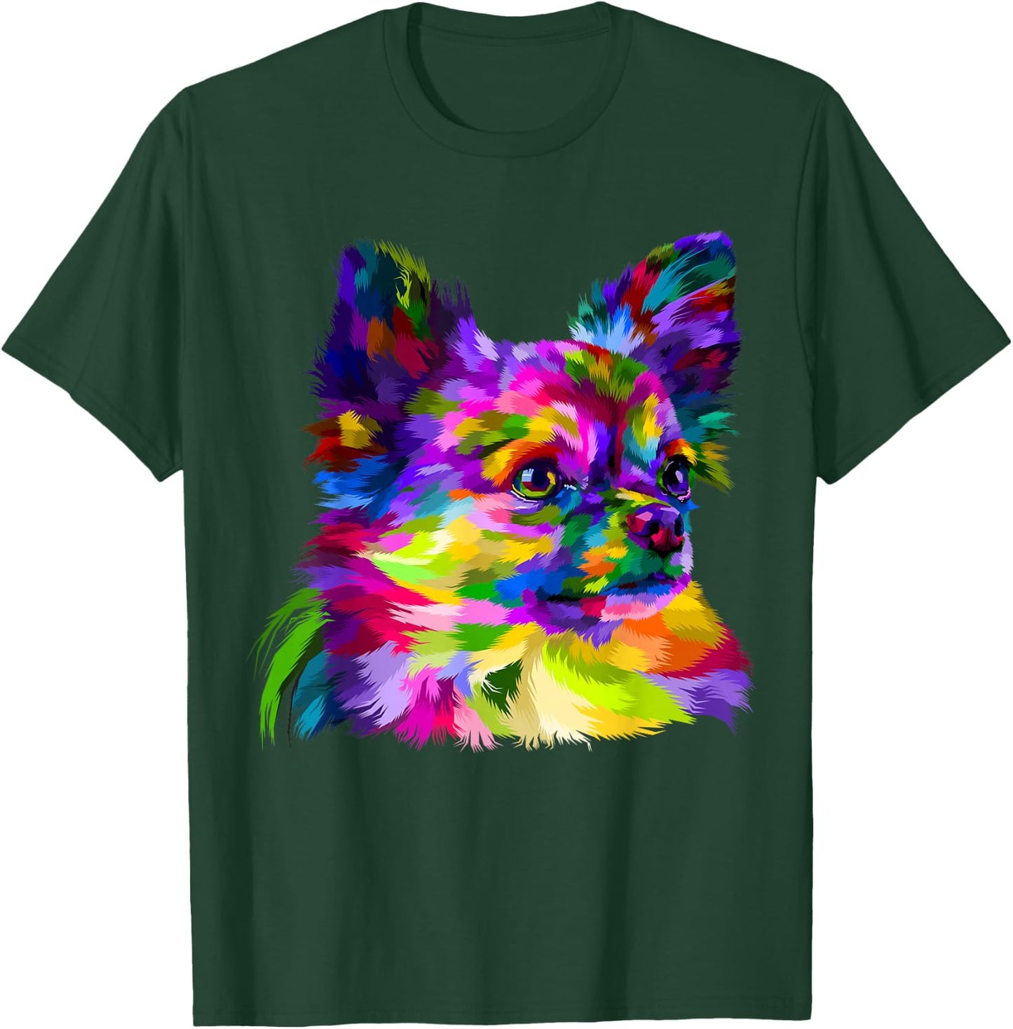 Long Hair Chihuahua Pop Art Portrait Art for Dog Owners T-Shirt - T-Shirt | Forest
