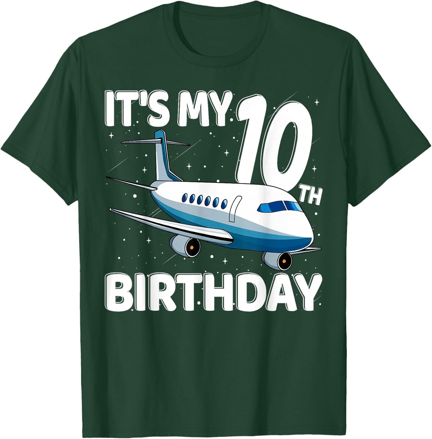 It's My 10th Birthday Airplane 10 year old Birthday Boy Girl T-Shirt - T-Shirt | Forest