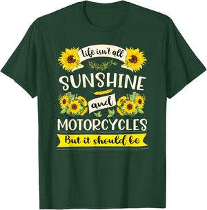 Sunshine and Motorcycles | Funny Biker Moms & Grandmas Men Women Girls Kids T-Shirt - T-Shirt | Forest
