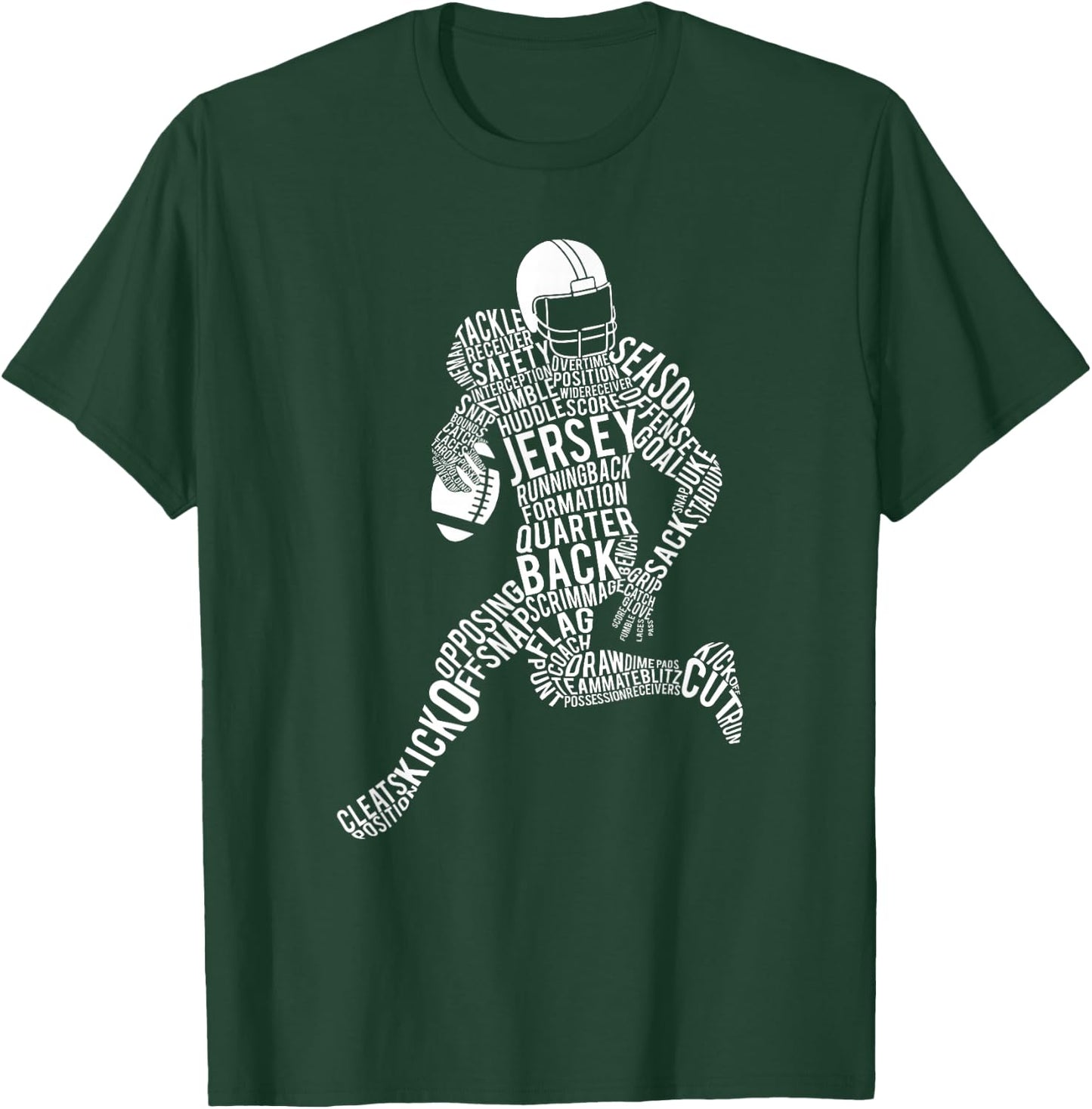 Football Player Typography T-Shirt - T-Shirt | Forest