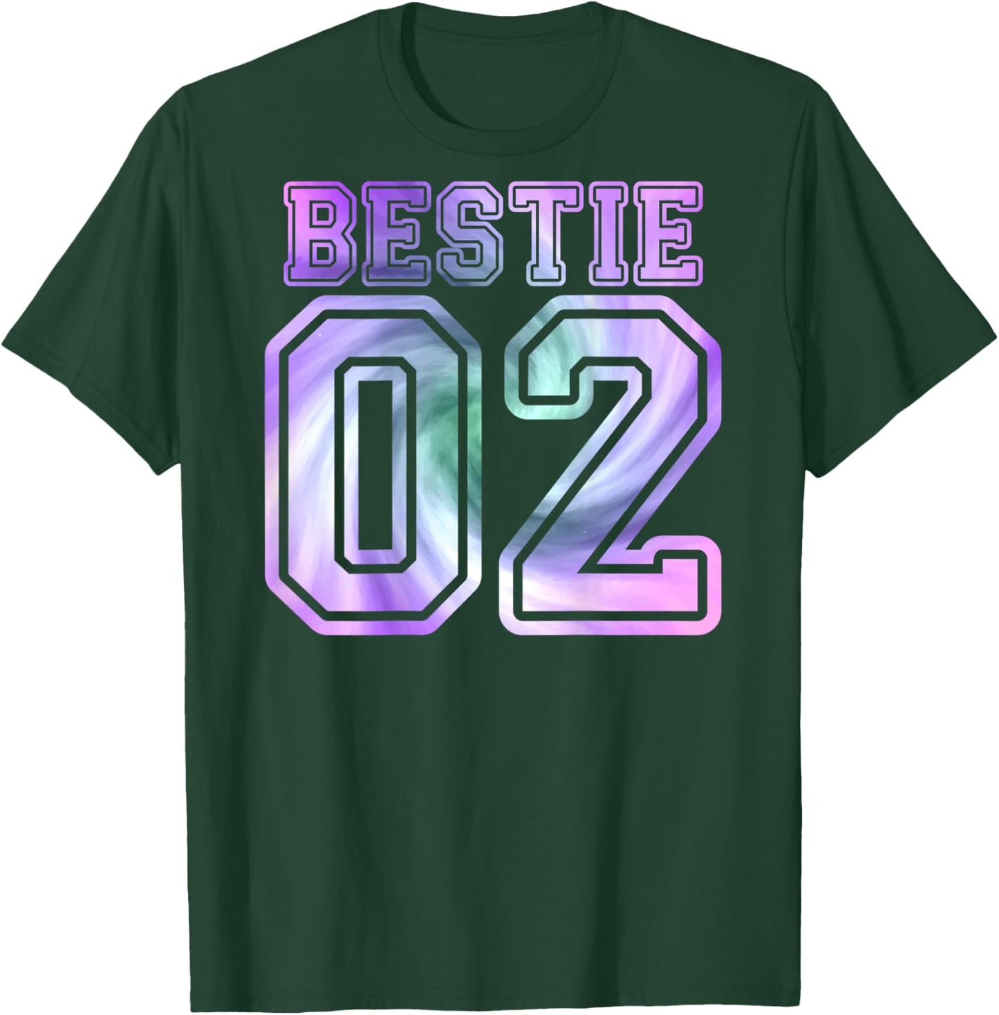 BFF 02 Best Friend Matching Bestie Tie Dye (On Back) T-Shirt - T-Shirt | Forest