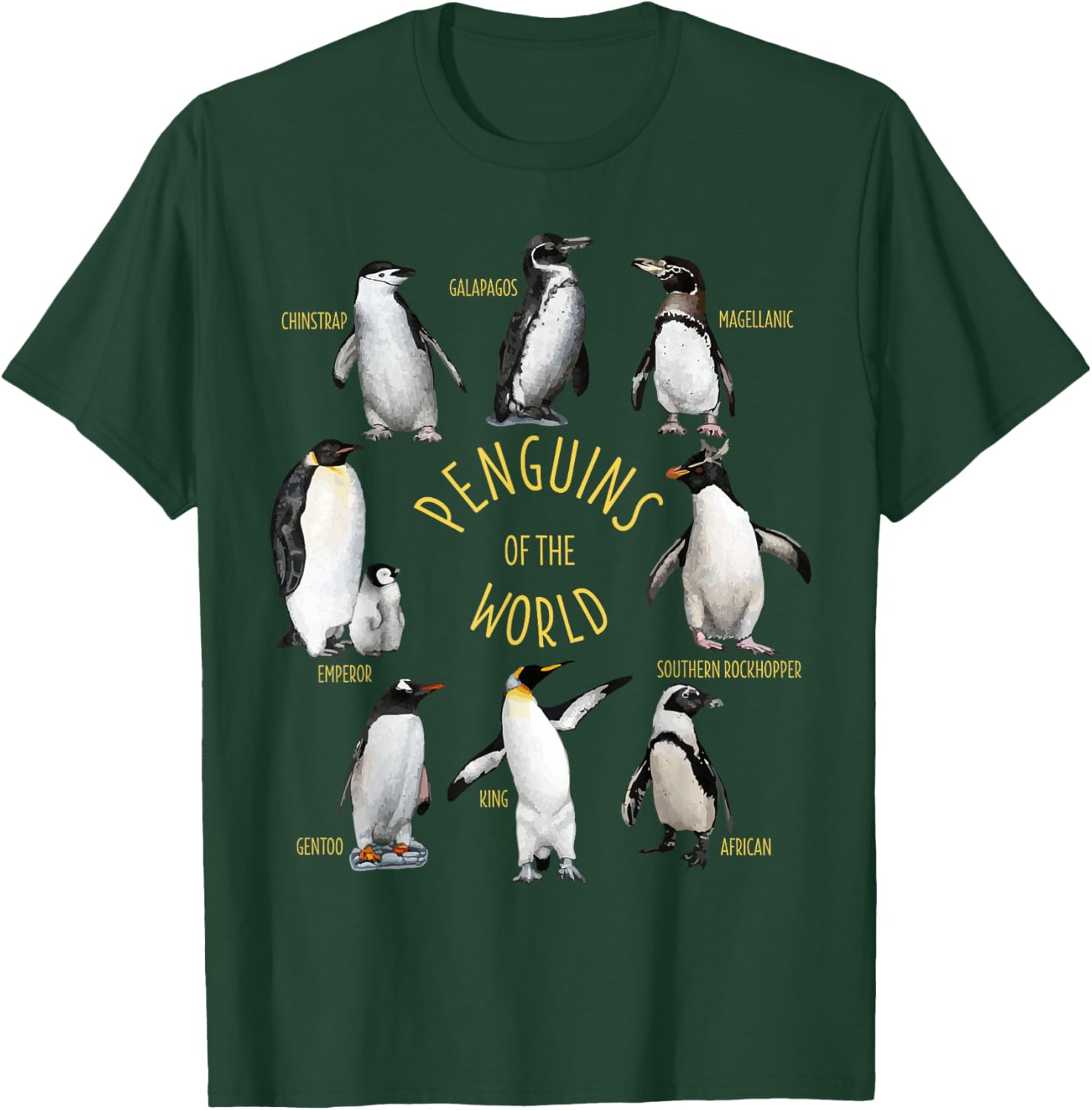 All Types Of Penguins Of The World Funny Penguin Lover Gift T-Shirt - T-Shirt | Forest