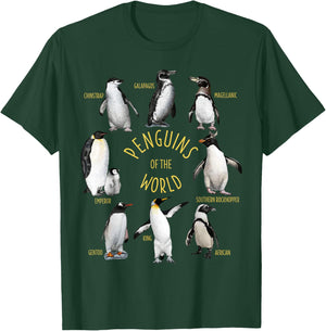 All Types Of Penguins Of The World Funny Penguin Lover Gift T-Shirt - T-Shirt | Forest