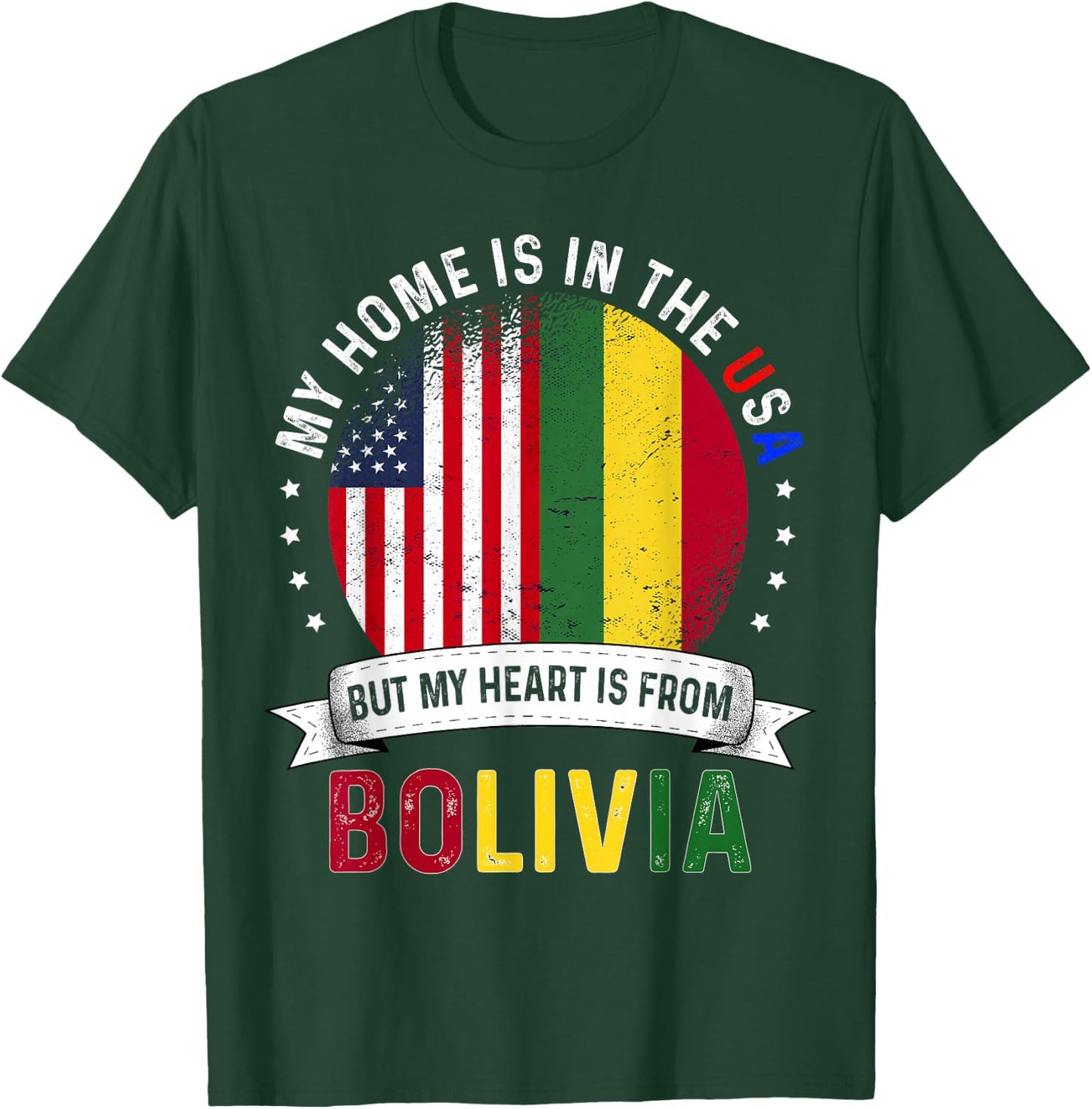 Bolivian American Patriot Heart is from Bolivia Flag T-Shirt - T-Shirt | Forest