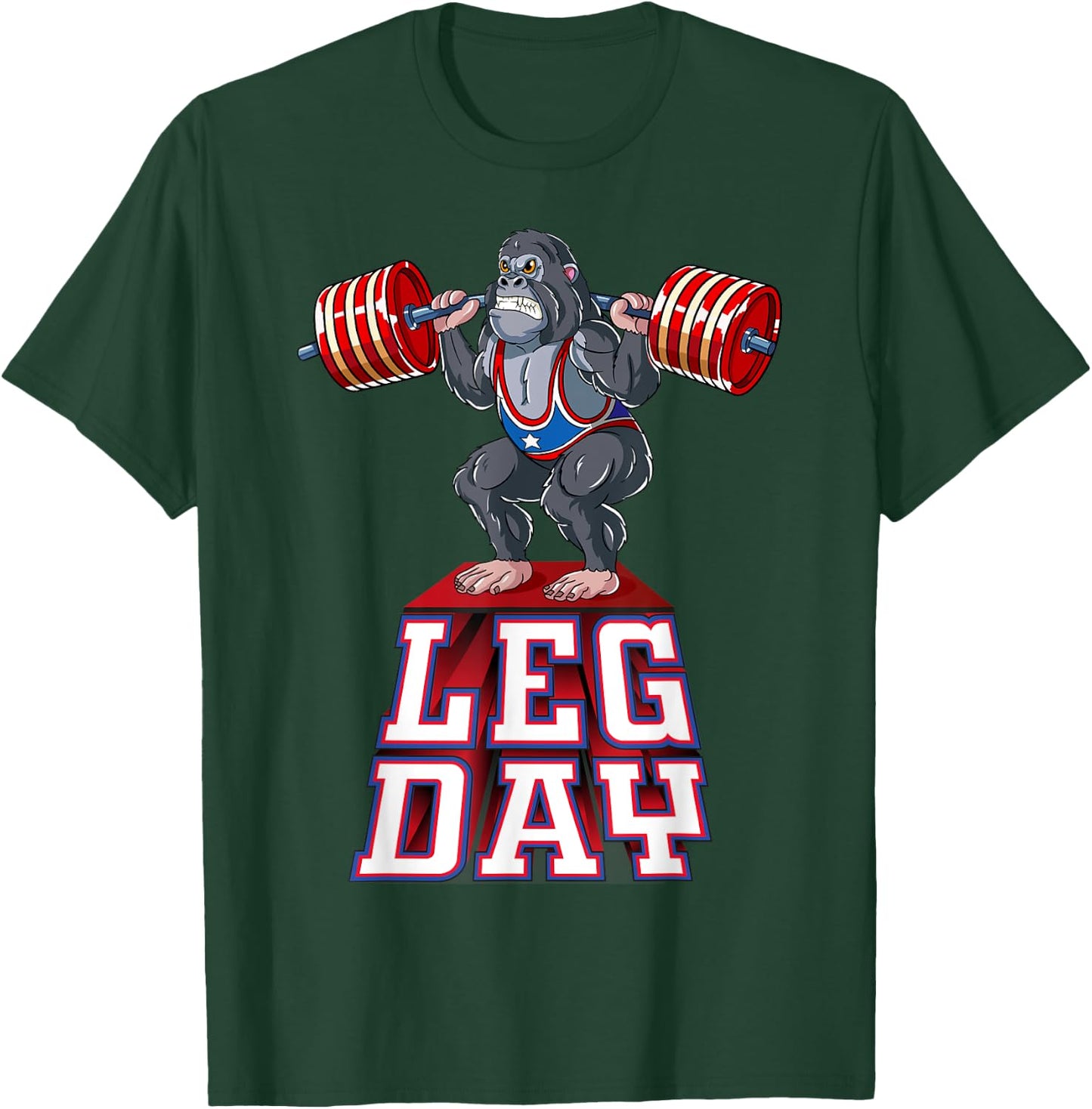 Leg Day gorilla Weight Lifting Squat Gym Training T-Shirt - T-Shirt | Forest