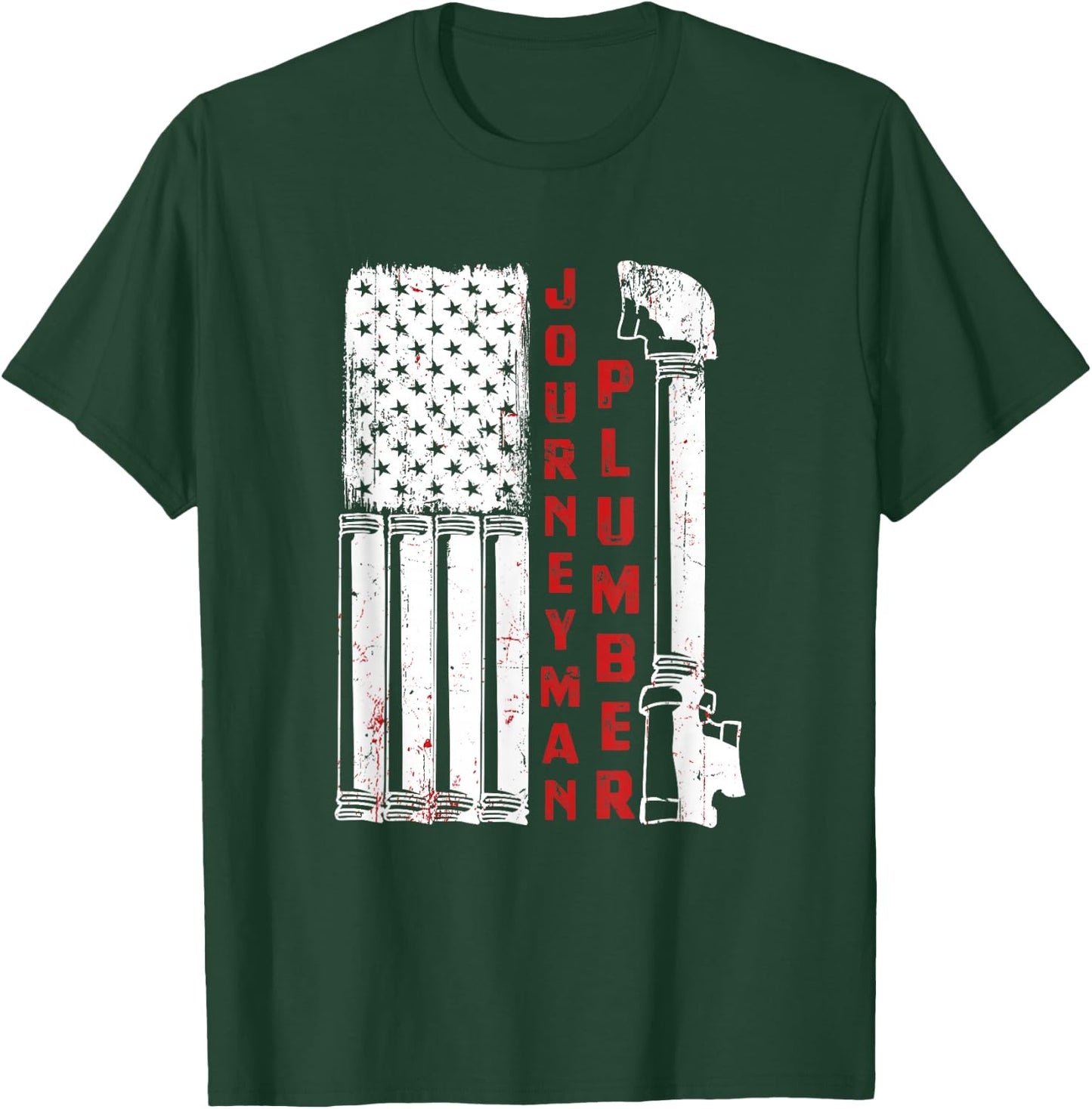 USA American Patriotic Plumber for Journeyman or Handyman T-Shirt - T-Shirt | Forest