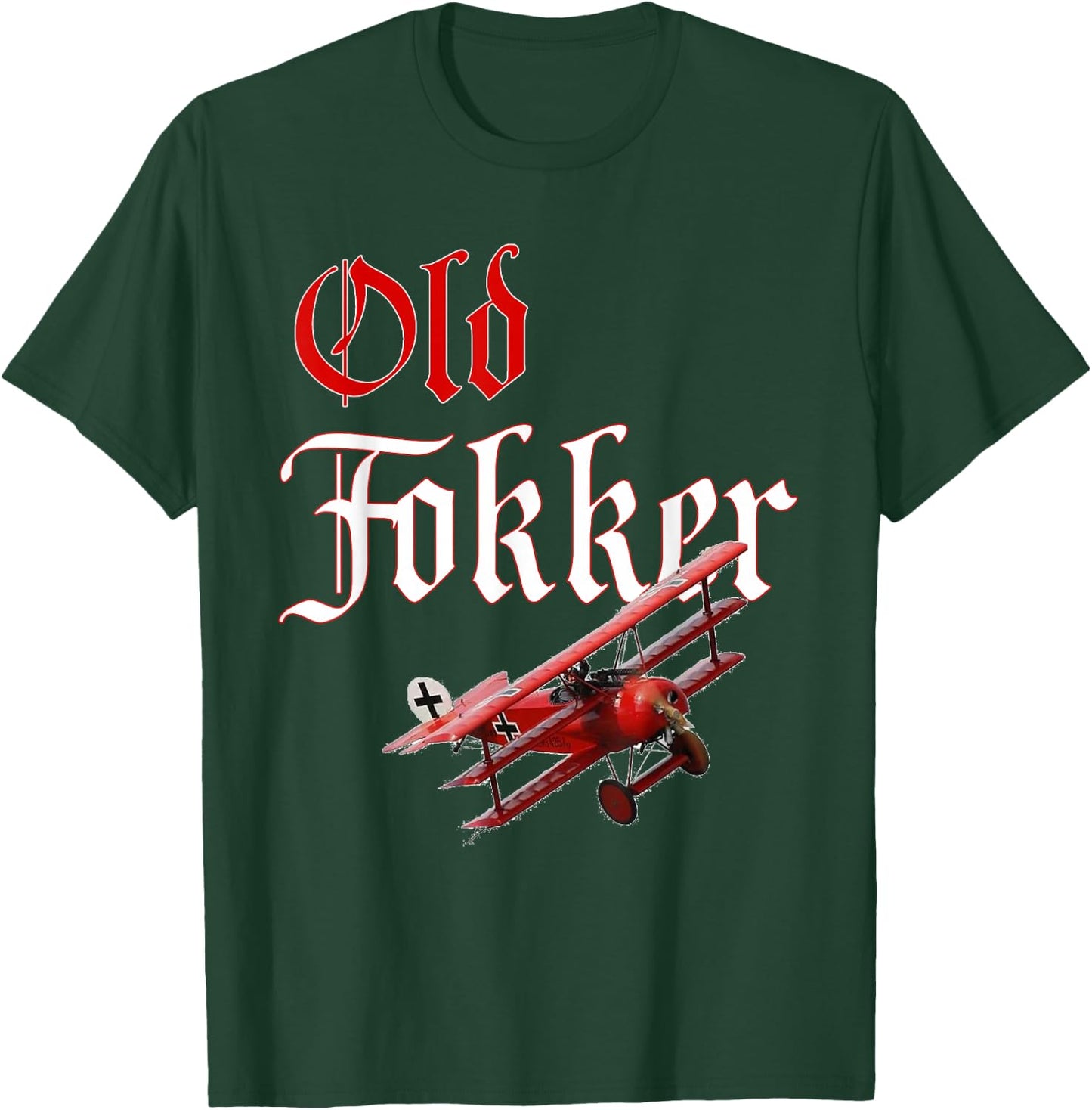 Old Fokker Triplane WW1 Fighter Plane Gift T-Shirt - T-Shirt | Forest