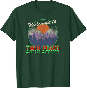 Twin Peaks Illustrated Welcome to Twin Peaks Pop. 51,200 TV T-Shirt - T-Shirt | Forest