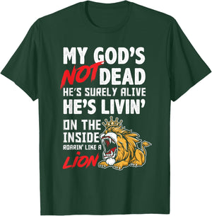 My God is Not Dead Lion Jesus Christ Christian Faith T-Shirt - T-Shirt | Forest