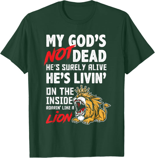 My God is Not Dead Lion Jesus Christ Christian Faith T-Shirt - T-Shirt | Forest