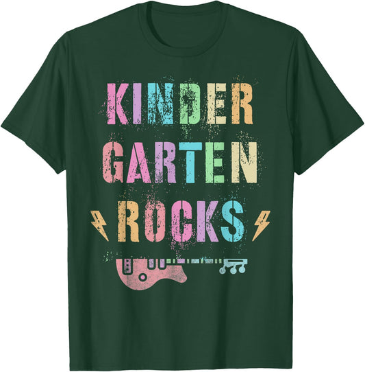 KINDERGARTEN ROCKS Star Crew Kinder My Jam In My Teacher Era Men Women Kids T-Shirt - T-Shirt | Forest