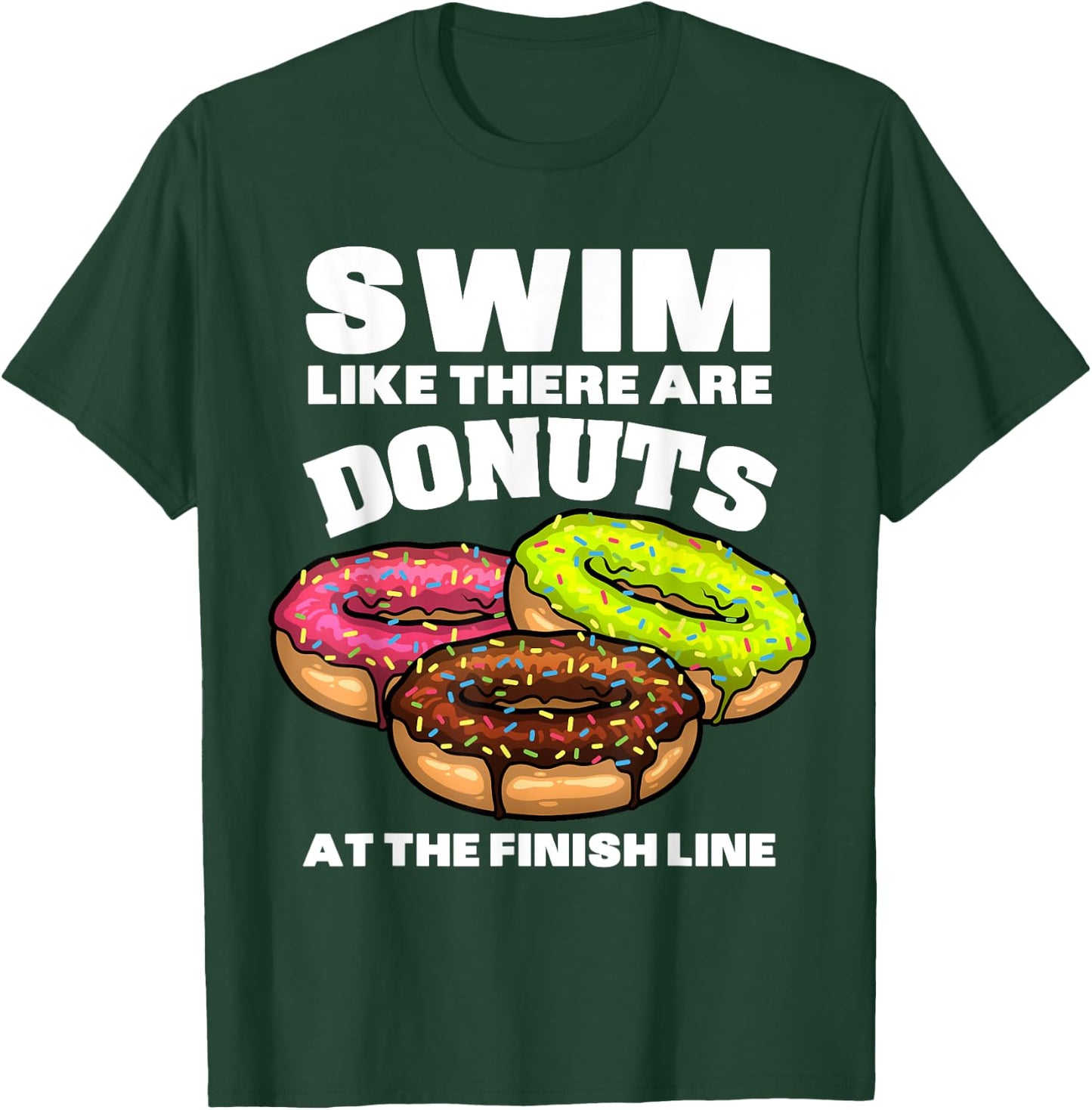 Funny Swimming Donut Design Men Women Swimmer Sports Athlete T-Shirt - T-Shirt | Forest
