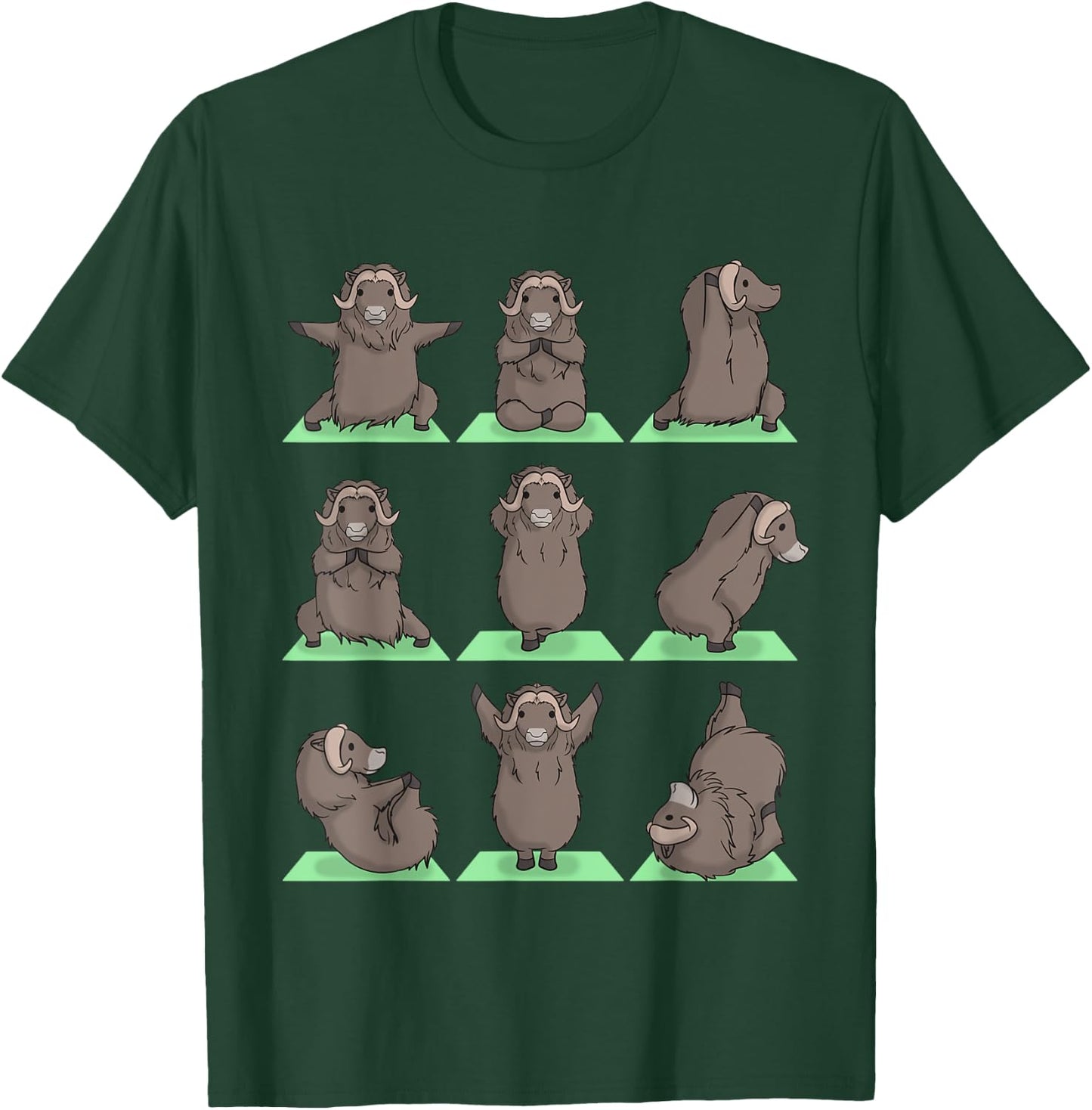 Musk Ox Yoga Pose Zen Cute Workout Exercise Yogi Funny T-Shirt - T-Shirt | Forest