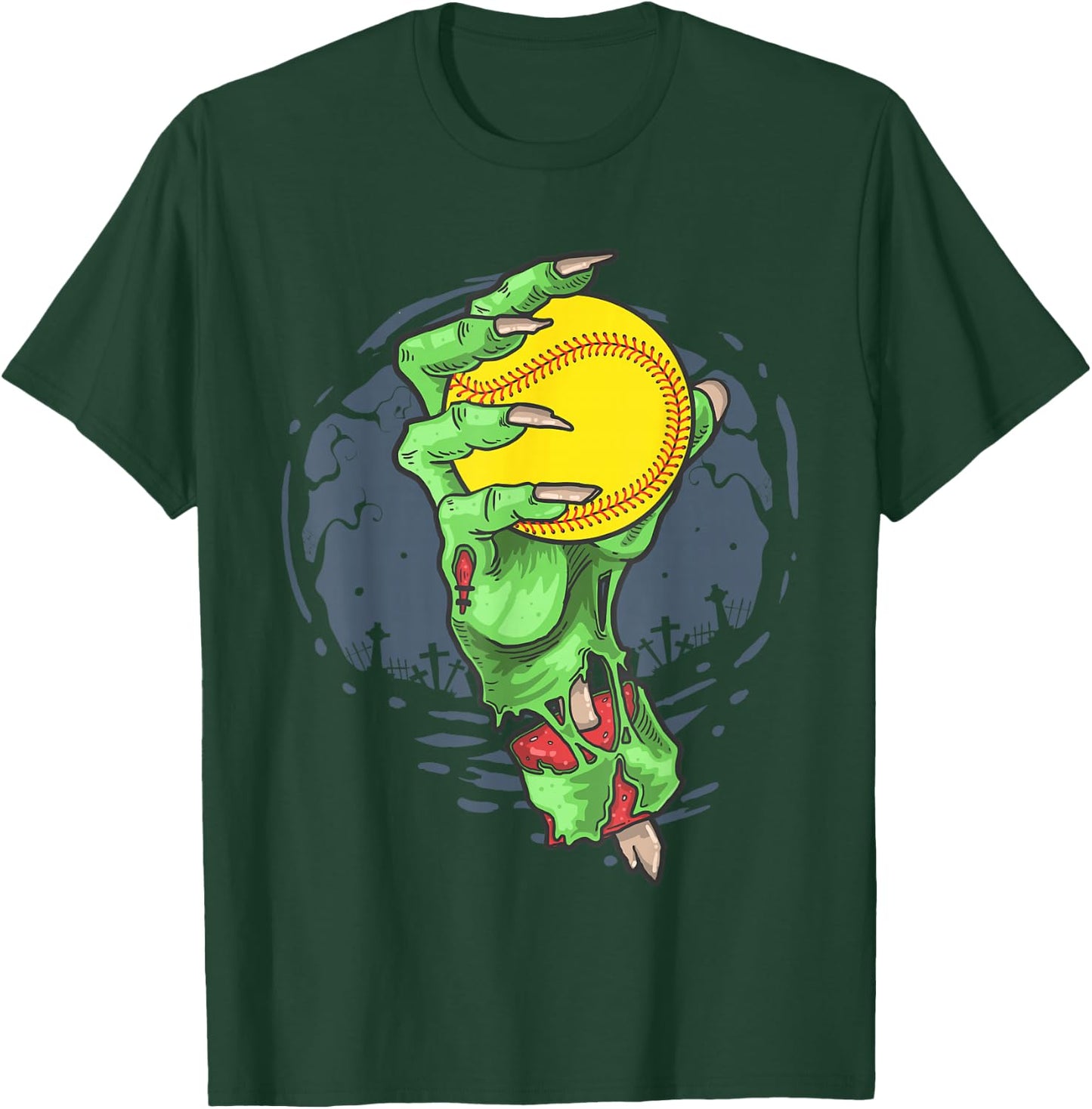 Softball Zombie Hand Softball Player Halloween Costume T-Shirt - T-Shirt | Forest