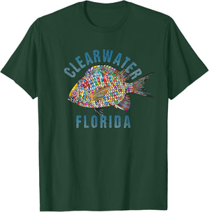 Clearwater, Florida Beach Design / Souvenir Illustration Men Women Girls Kids T-Shirt - T-Shirt | Forest