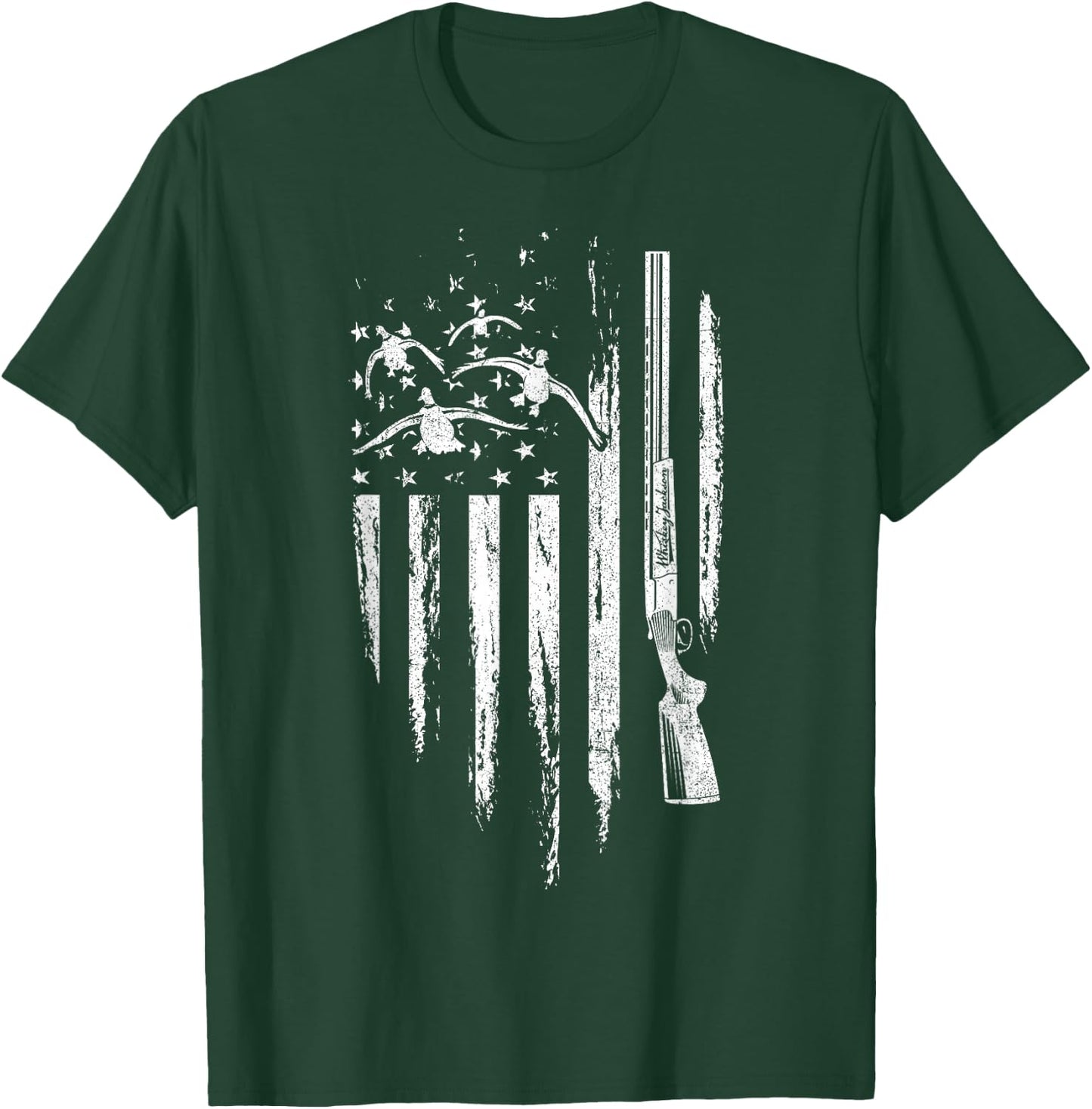 Duck Hunting American Flag Waterfowl Goose Gift Hunter T-Shirt - T-Shirt | Forest