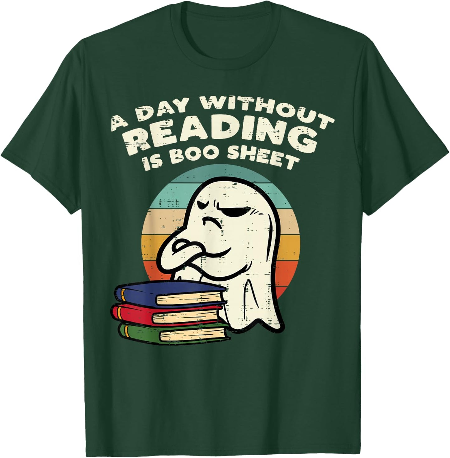 Funny Ghost Read Book Reading Librarian Halloween Men Women T-Shirt - T-Shirt | Forest