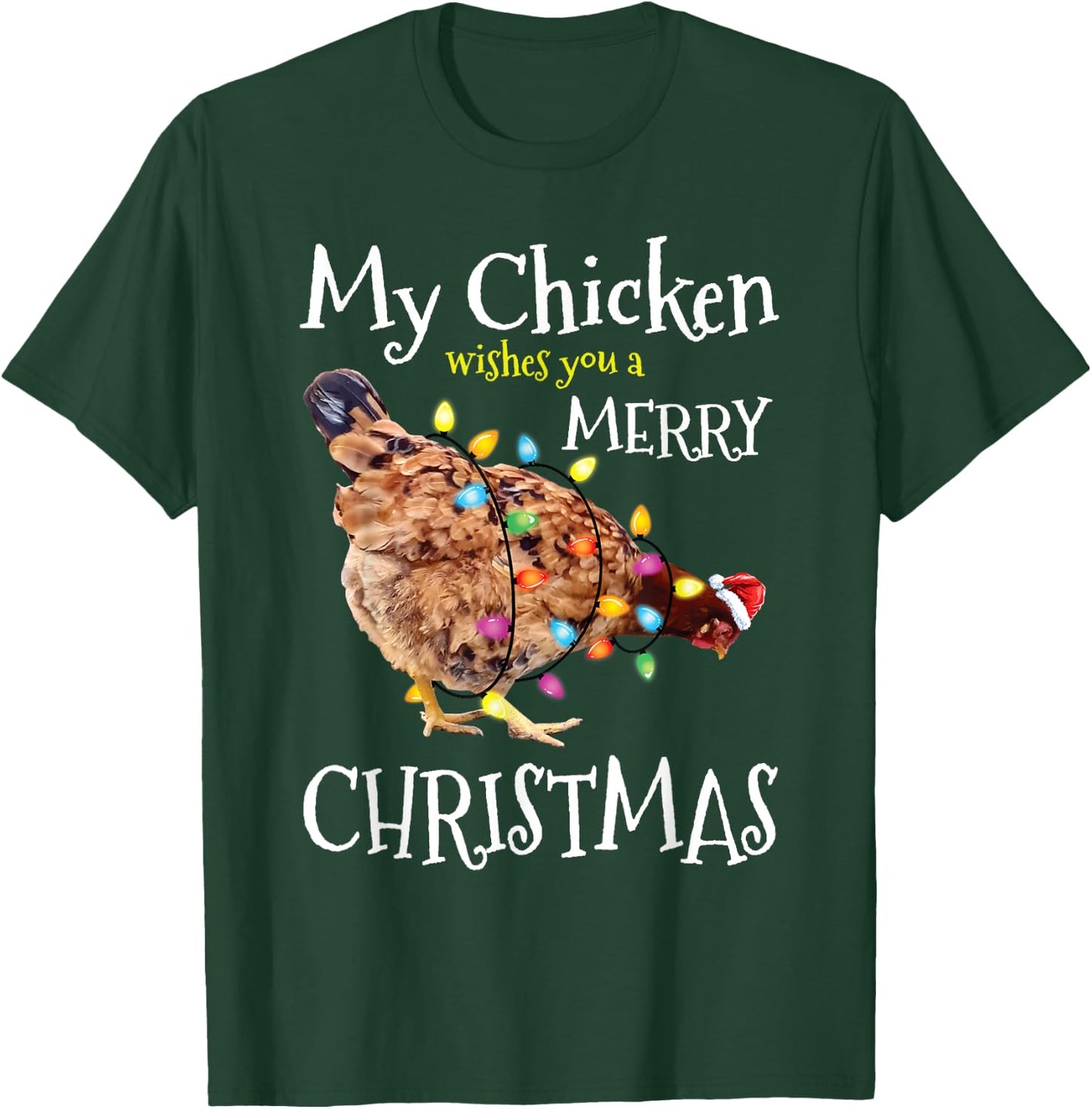 Merry Christmas Chicken Santa Funny Xmas Chicken T-Shirt - T-Shirt | Forest