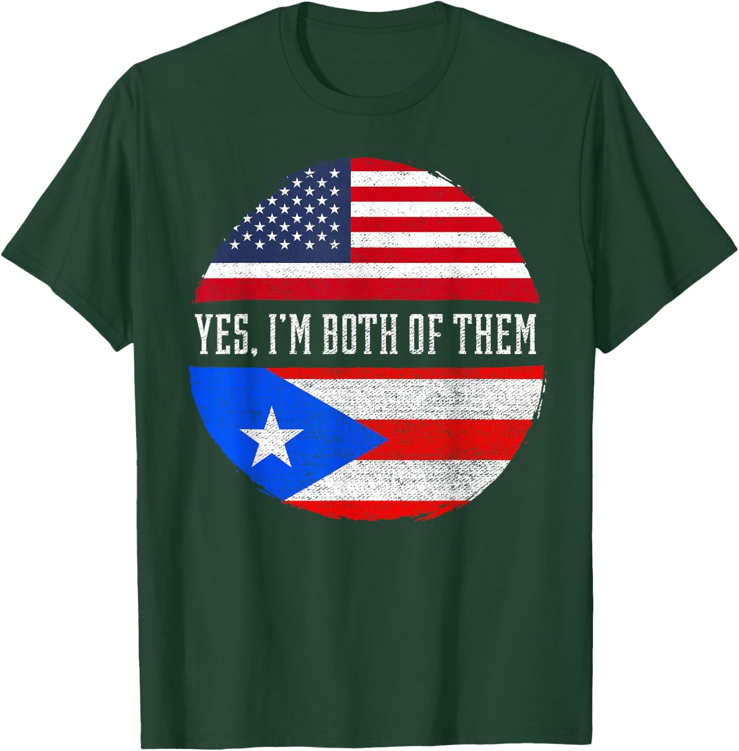 Half American Half Puerto Rican USA Flag Puerto Rico DNA T-Shirt - T-Shirt | Forest