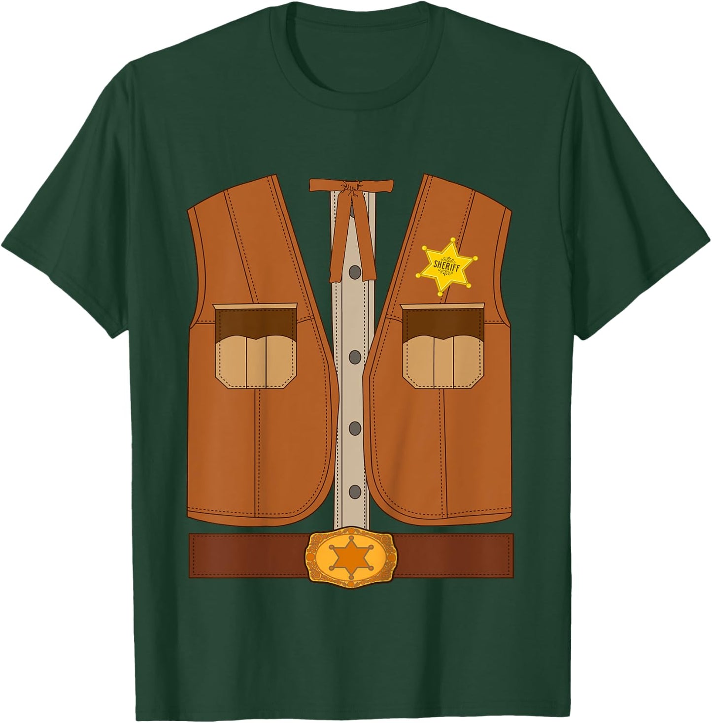 Kids Cowboy Western Sheriff Texas Kids Halloween Costume T-Shirt - T-Shirt | Forest