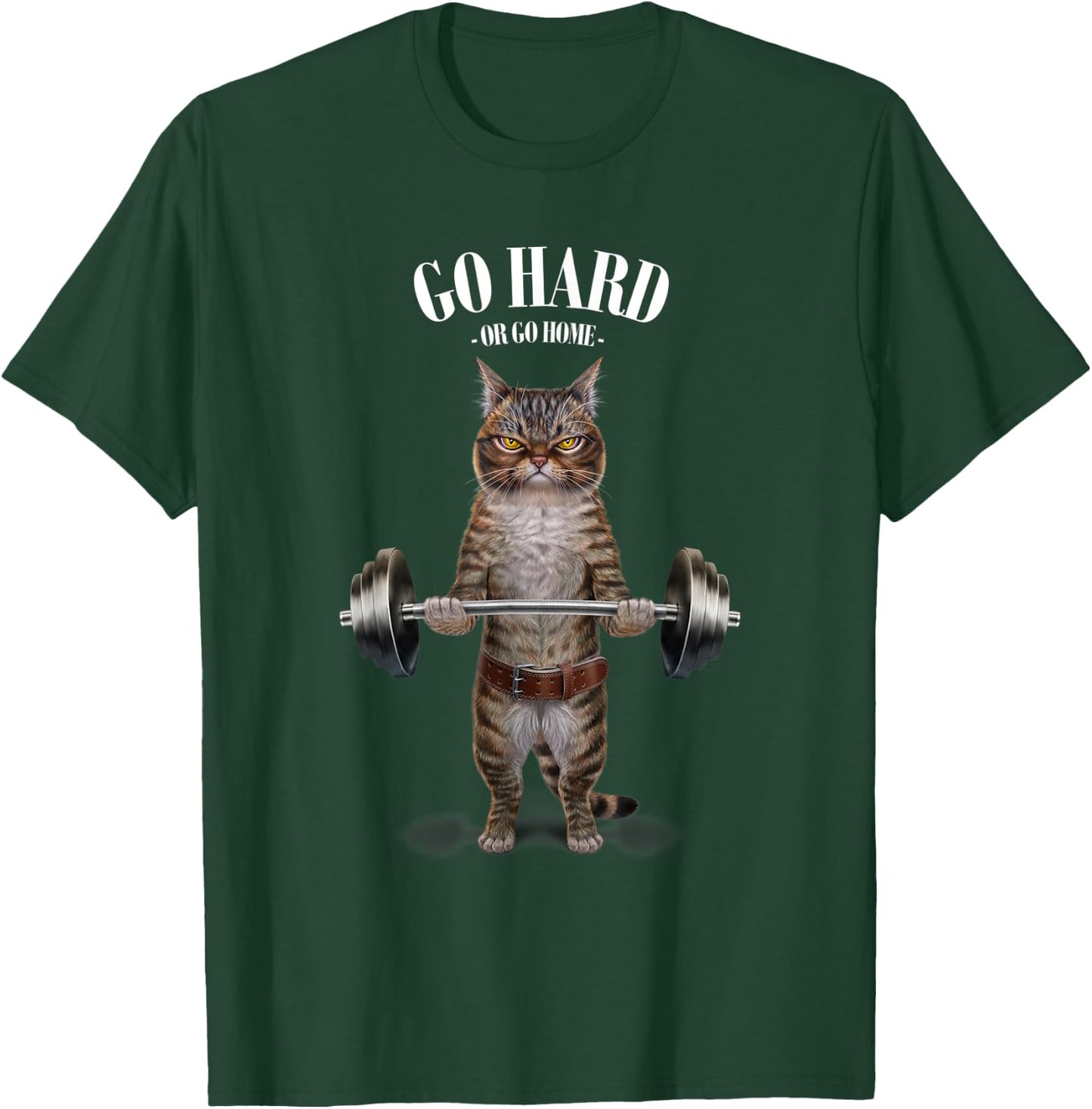 Tabby Cat Weightlifting in Fitness Gym T-Shirt - T-Shirt | Forest