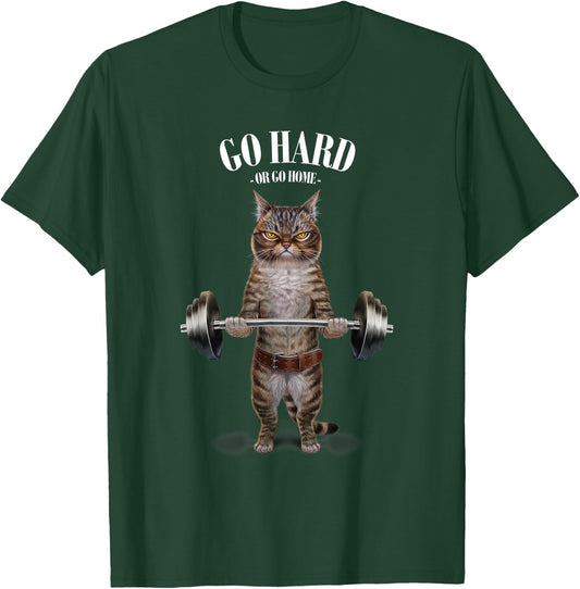Tabby Cat Weightlifting in Fitness Gym T-Shirt - T-Shirt | Forest