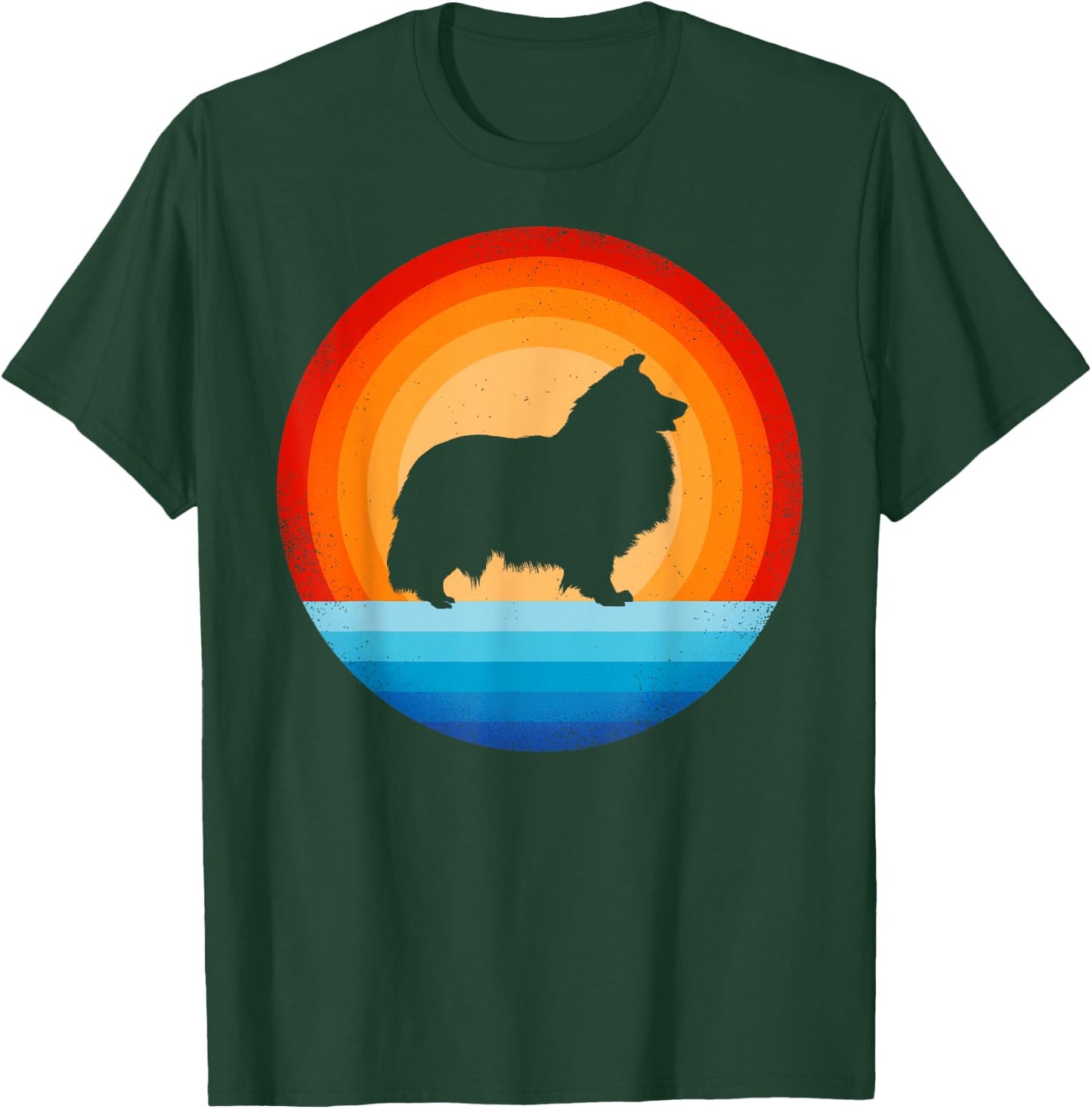 Sheltie Shetland Sheepdog Retro Vintage 60s 70s Sunset Dog T-Shirt - T-Shirt | Forest